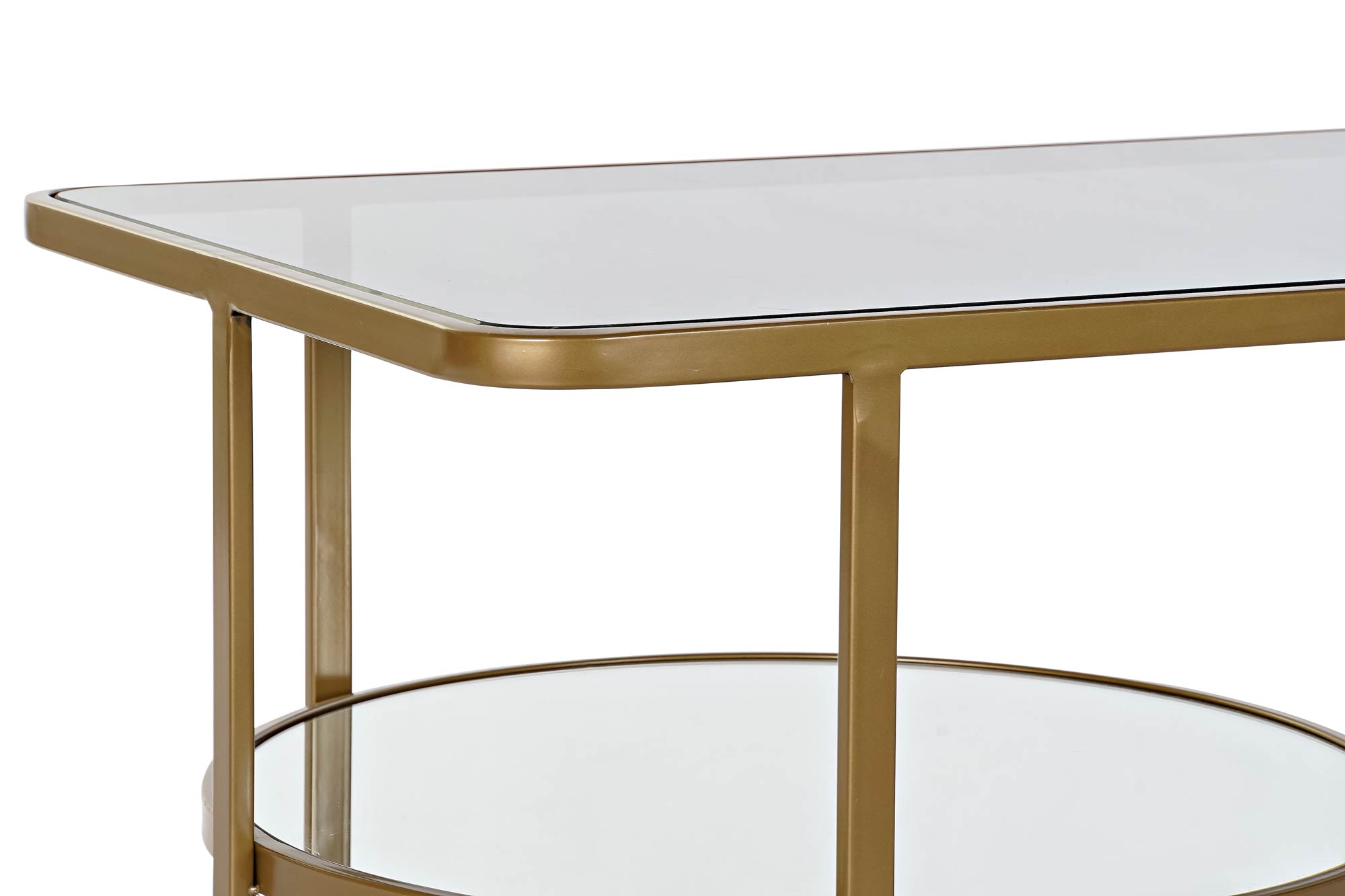 Mesa Centro Metal Cristal 90X50X35 Mate Dorado