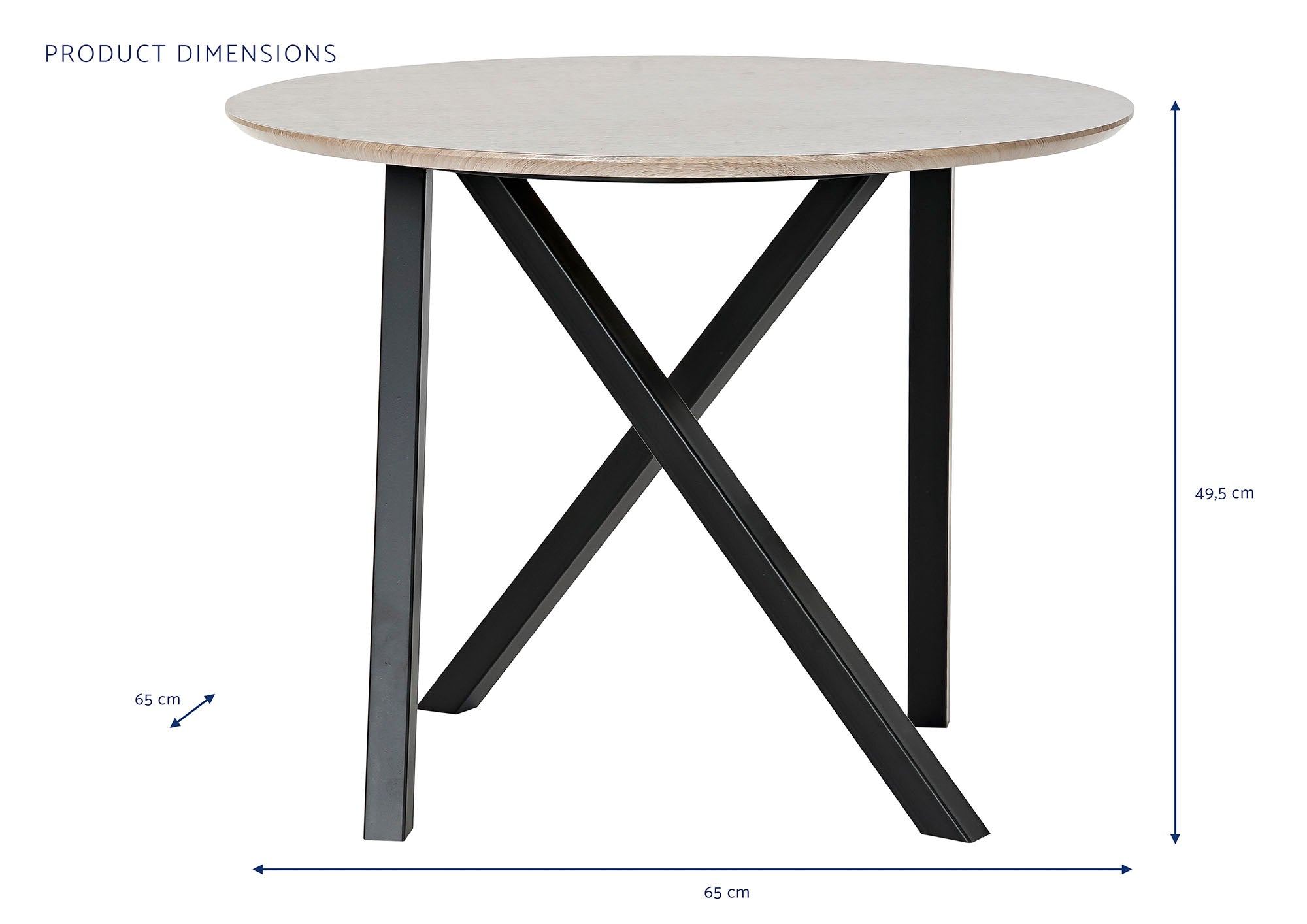 Mesita Auxiliar Metal Madera 65X65X49,5