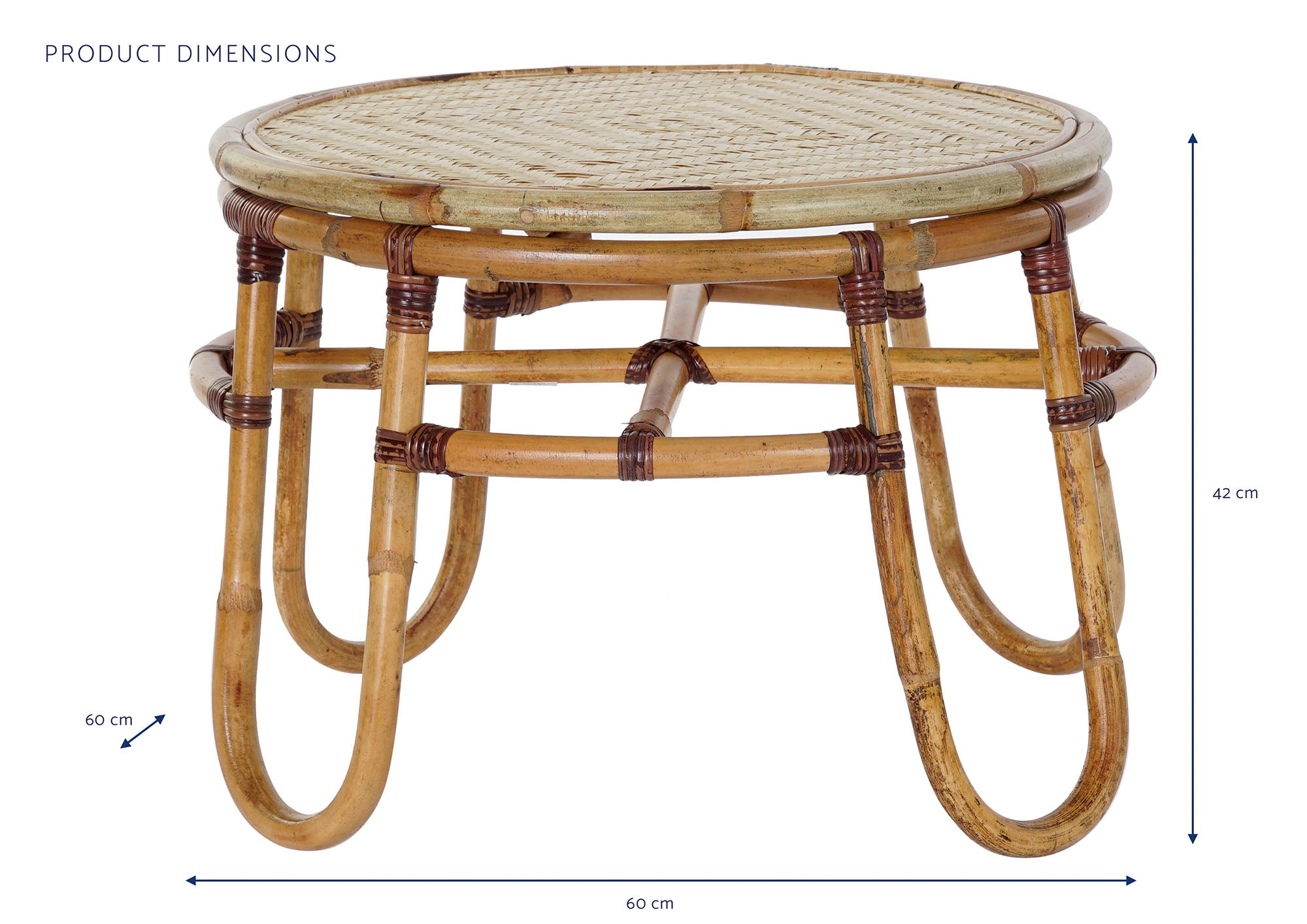Mesa lateral de bambu Ratan 60x60x42 Natural