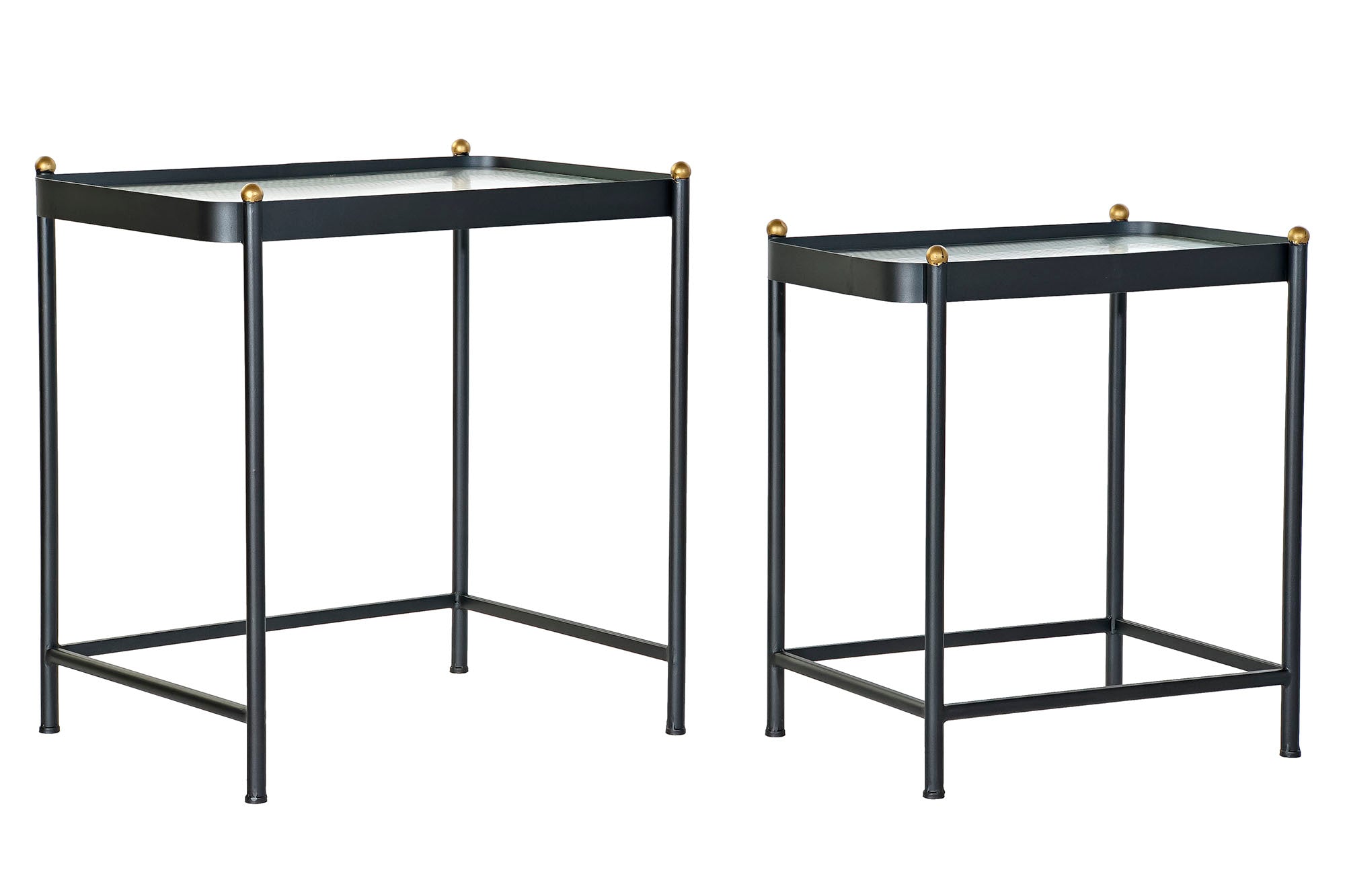 Mesita Auxiliar Set 2 Metal Cristal 60X43X62 Negro