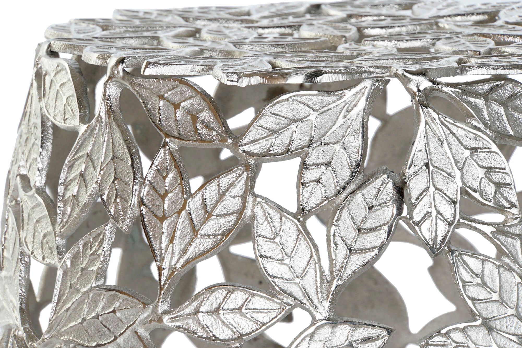 Mesita Auxiliar Aluminio 40X40X45 Hojas Plateado