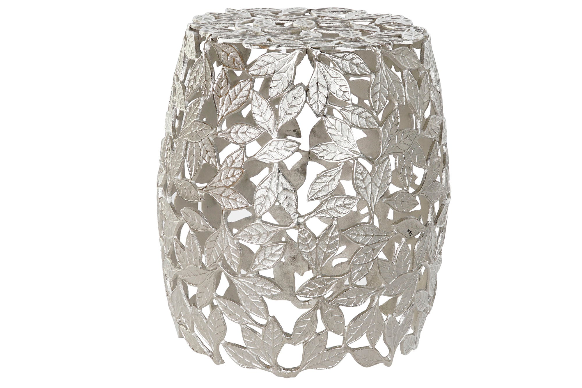 Mesita Auxiliar Aluminio 40X40X45 Hojas Plateado