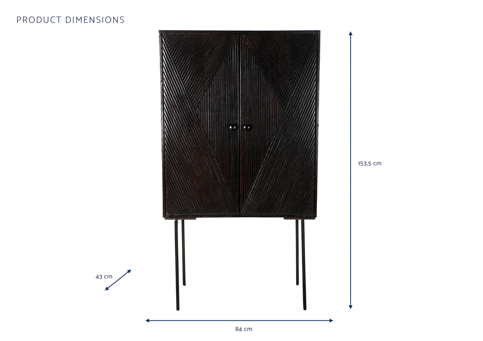 Aparador Mango Metal 84X43X153,5 Marron Oscuro
