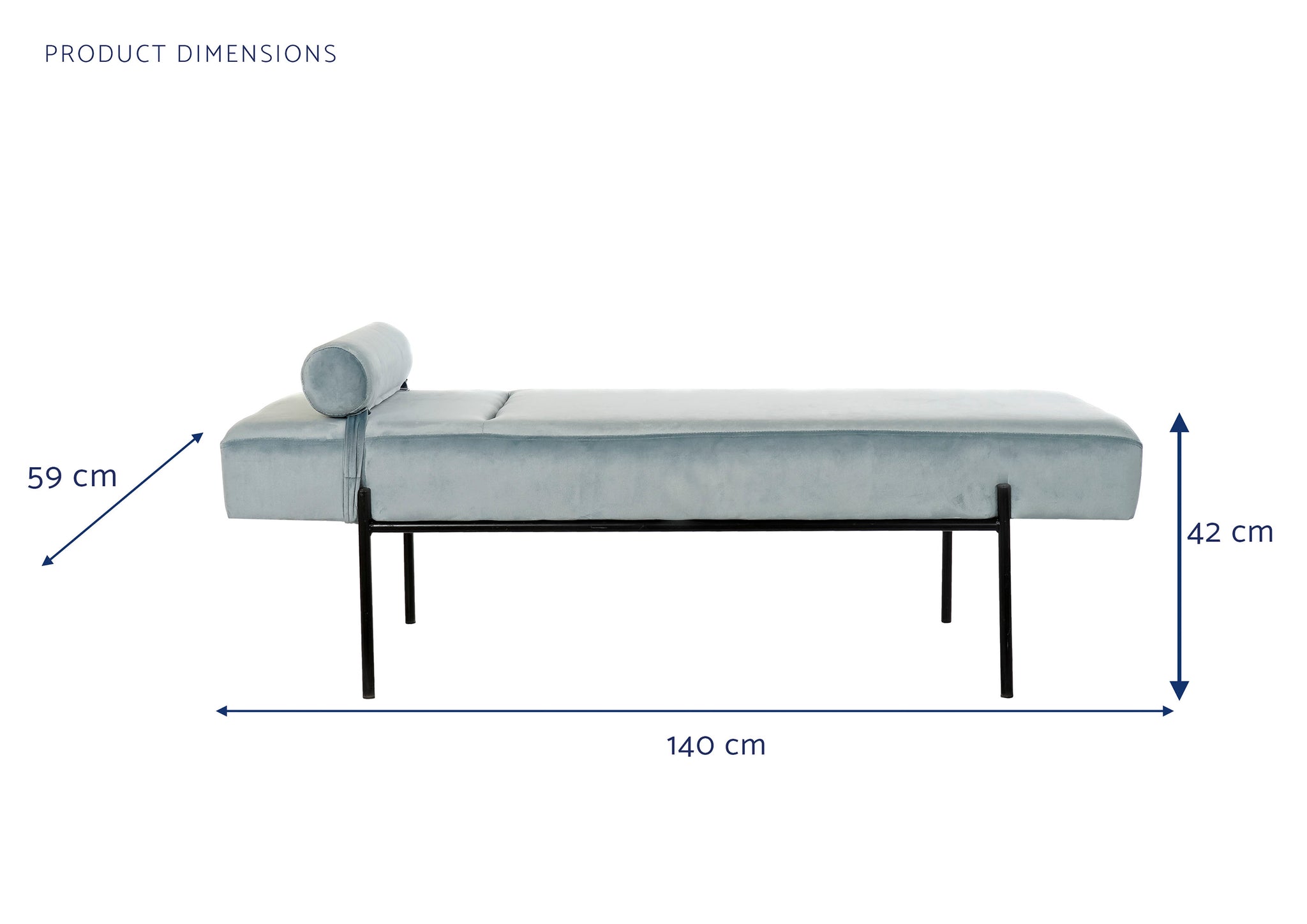 Divan Poliester Metal 140X59X42 Terciopelo