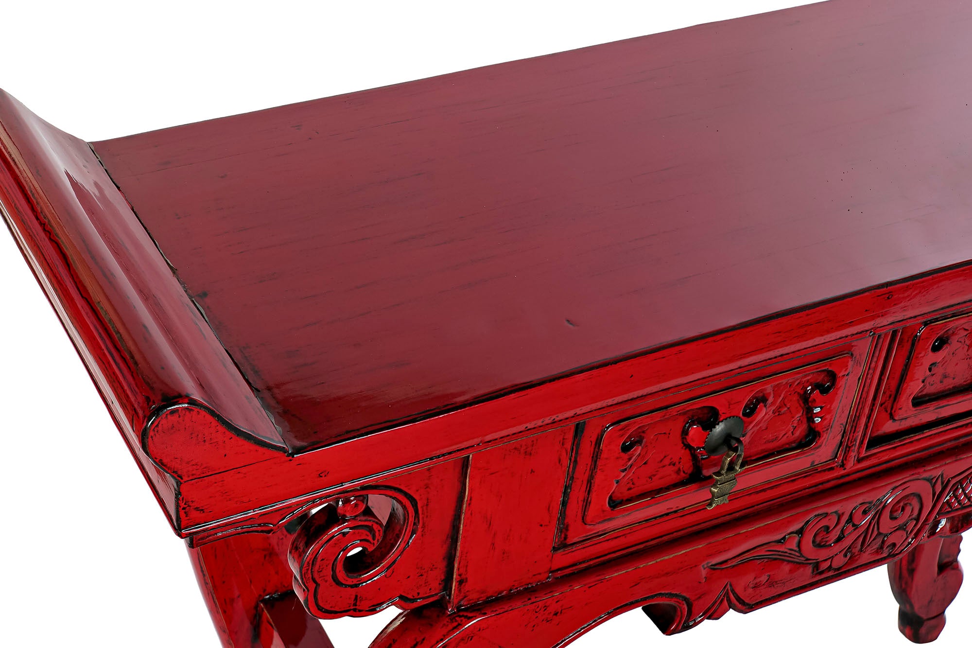 Elm Metal Console 135x37x89 3 Drawers Red