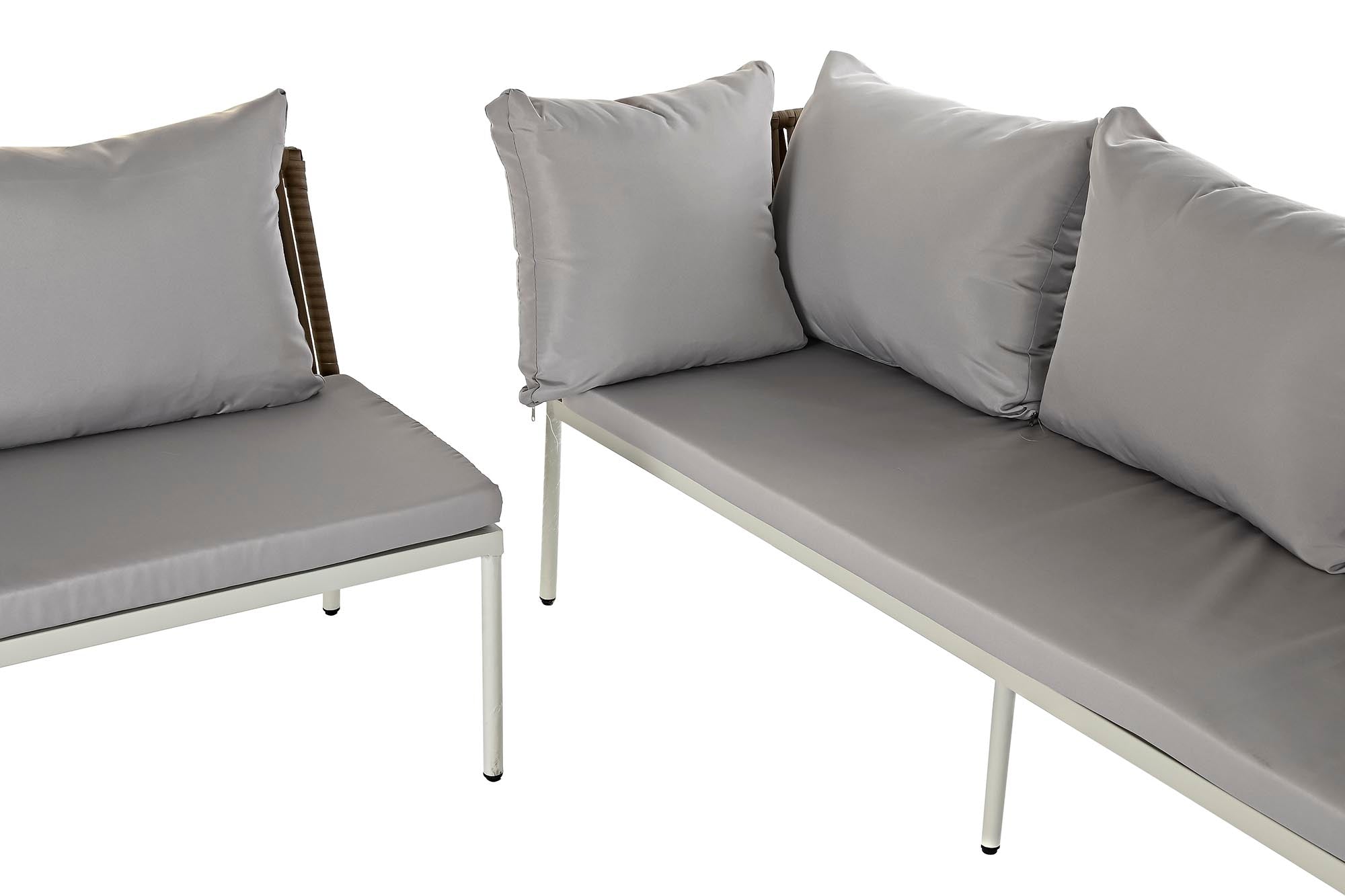 Sofa Set 3 Ratan Sintetico Acero 190X190X70 Blanco