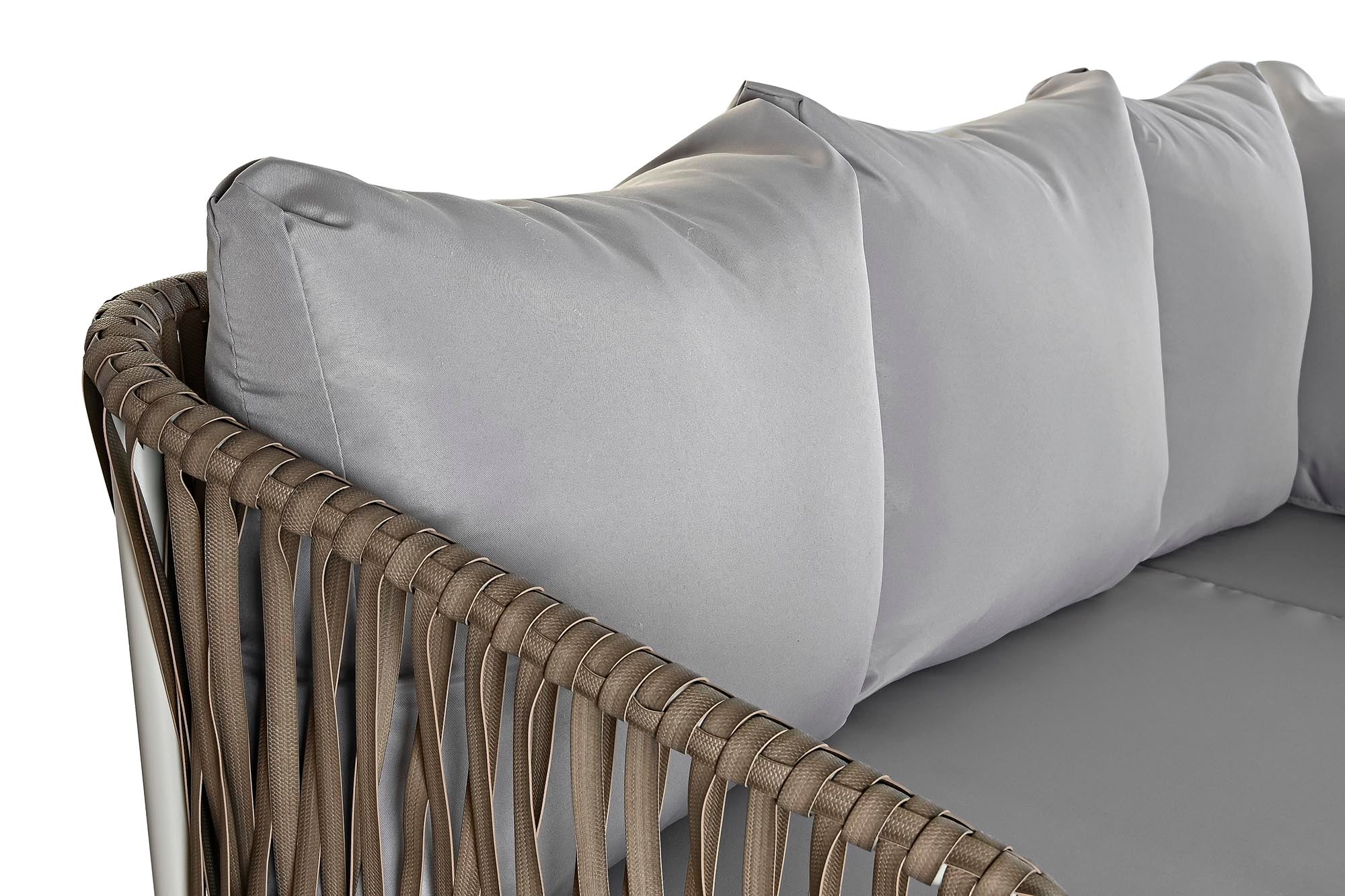 Sofa Set 3 Synthetic Rattan Steel 190X190X70 White