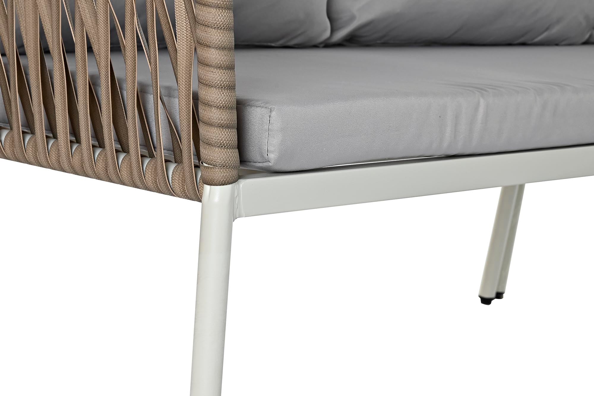 Sofa Set 3 Synthetic Rattan Steel 190X190X70 White