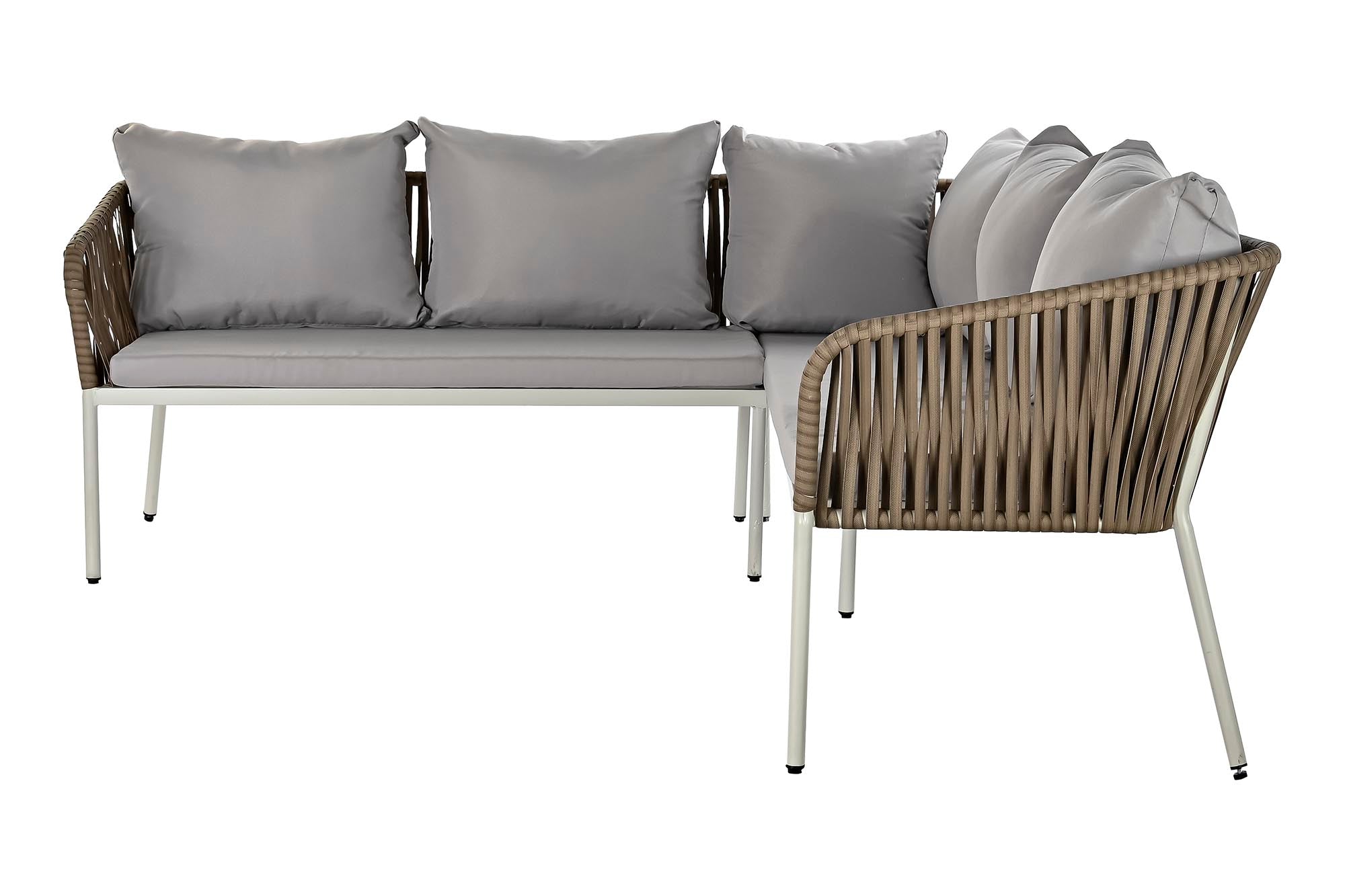 Sofa Set 3 Synthetic Rattan Steel 190X190X70 White
