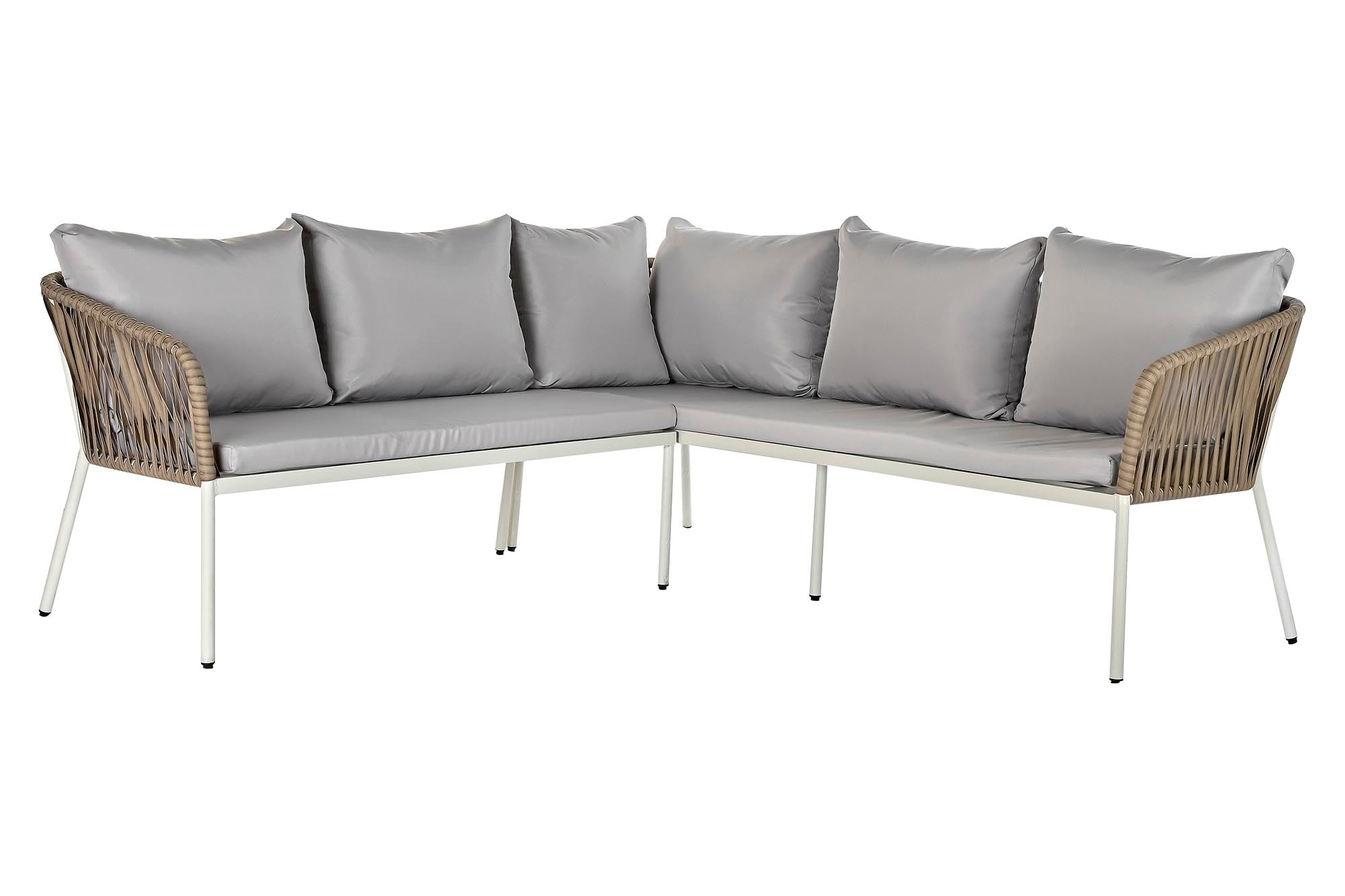 Sofa Set 3 Ratan Sintetico Acero 190X190X70 Blanco