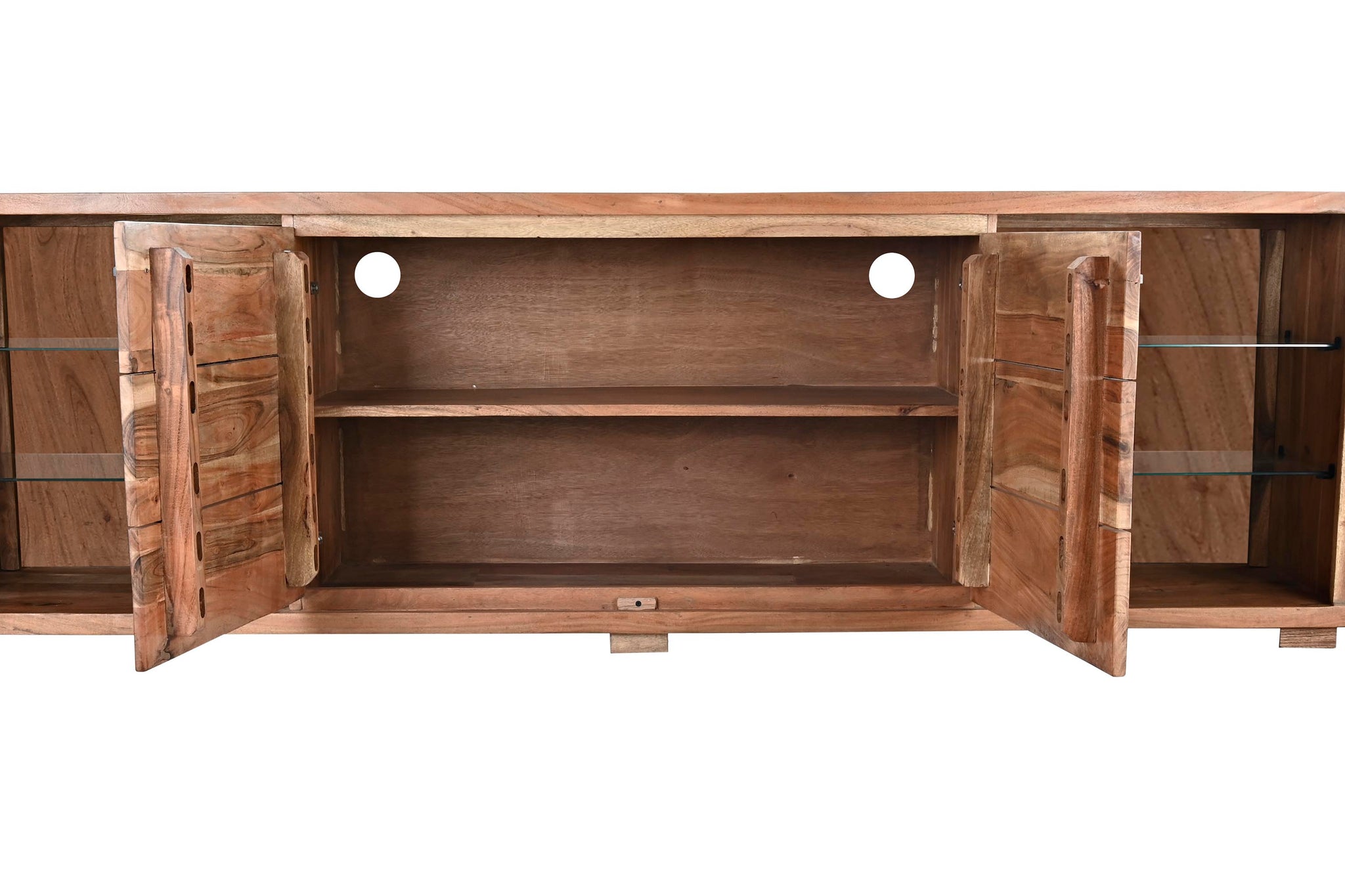 Mueble Tv Acacia Cristal 200X40X63 Natural Marron