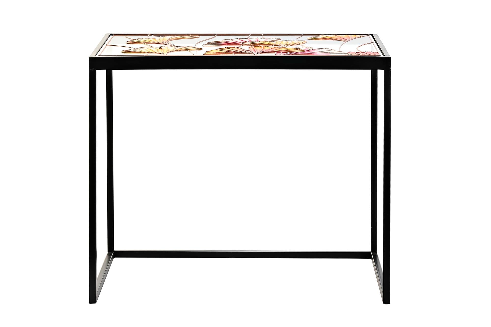 Mesita Auxiliar Set 3 Metal Cristal 60X40X50 Hojas