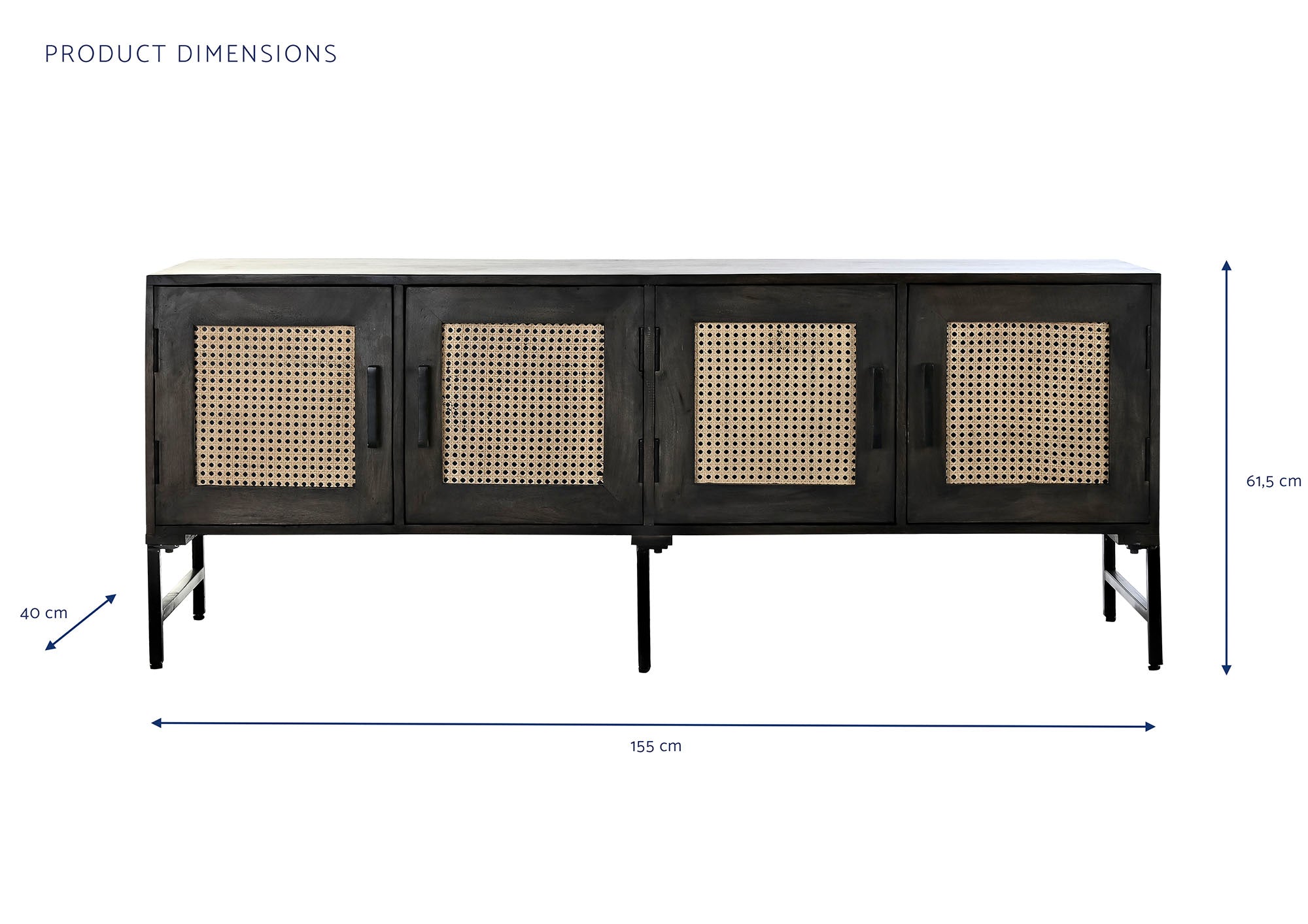 Buffet Mango Ratan 155X40X61,5 Marrom
