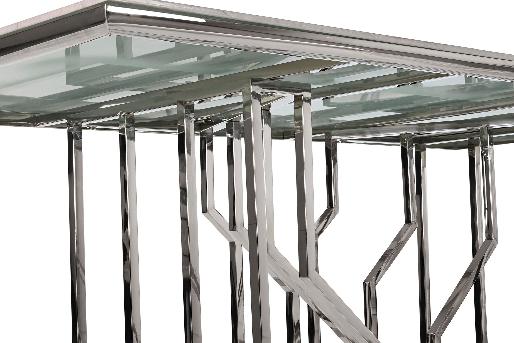 Mesa Comedor Acero Cristal 180X90X75 Simil Marmol