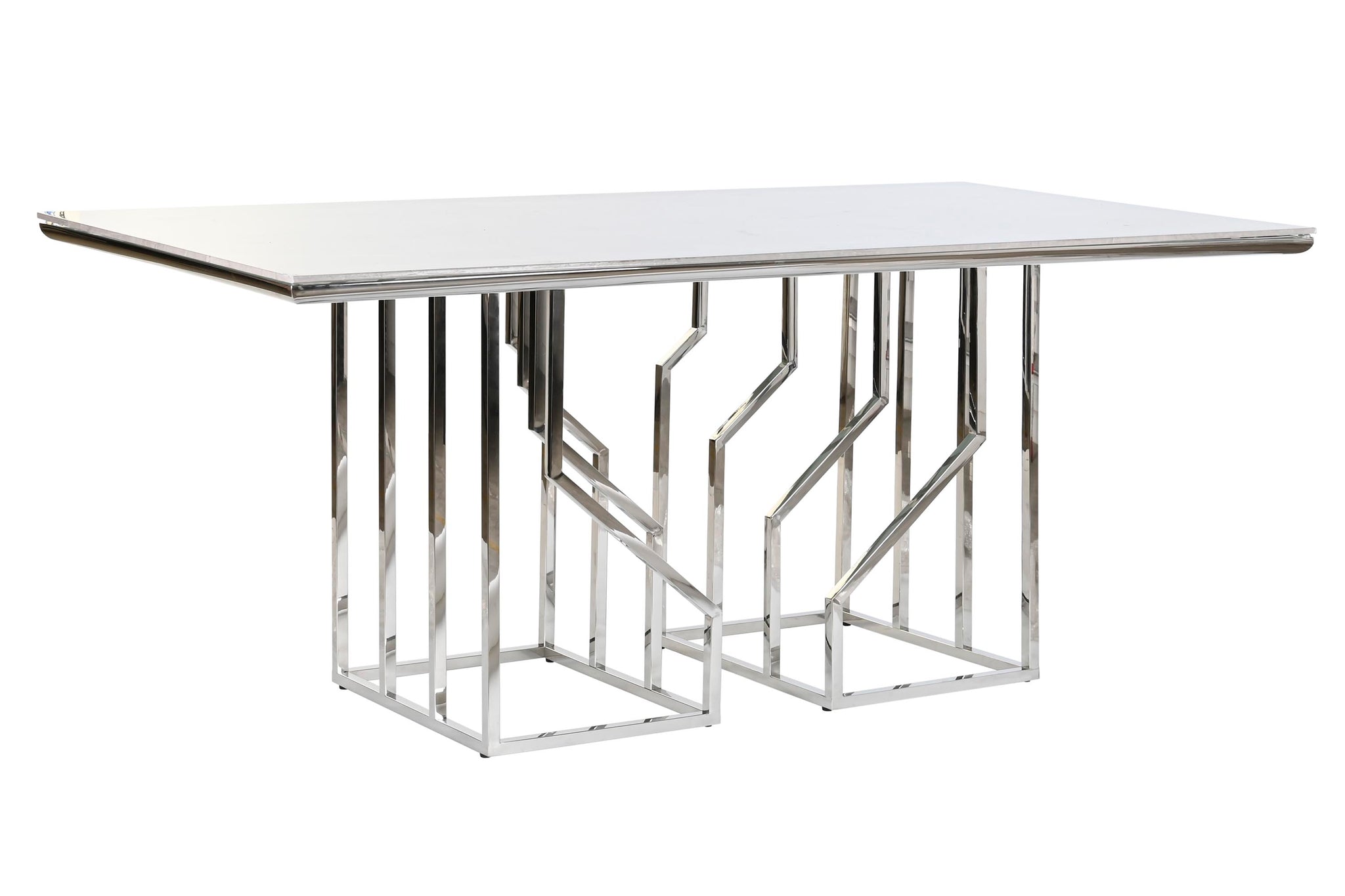Mesa Comedor Acero Cristal 180X90X75 Simil Marmol