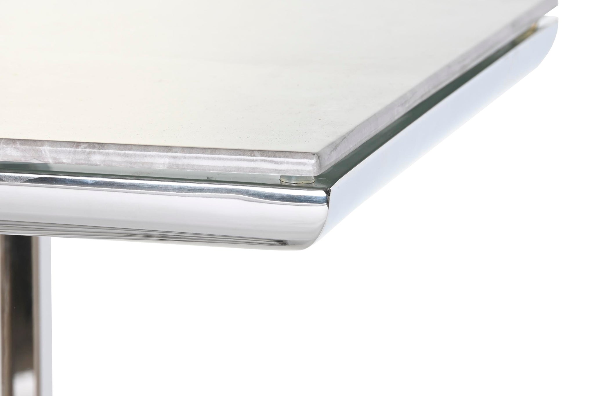 Console de vidro de aço 120x40x78 com aparência de mármore