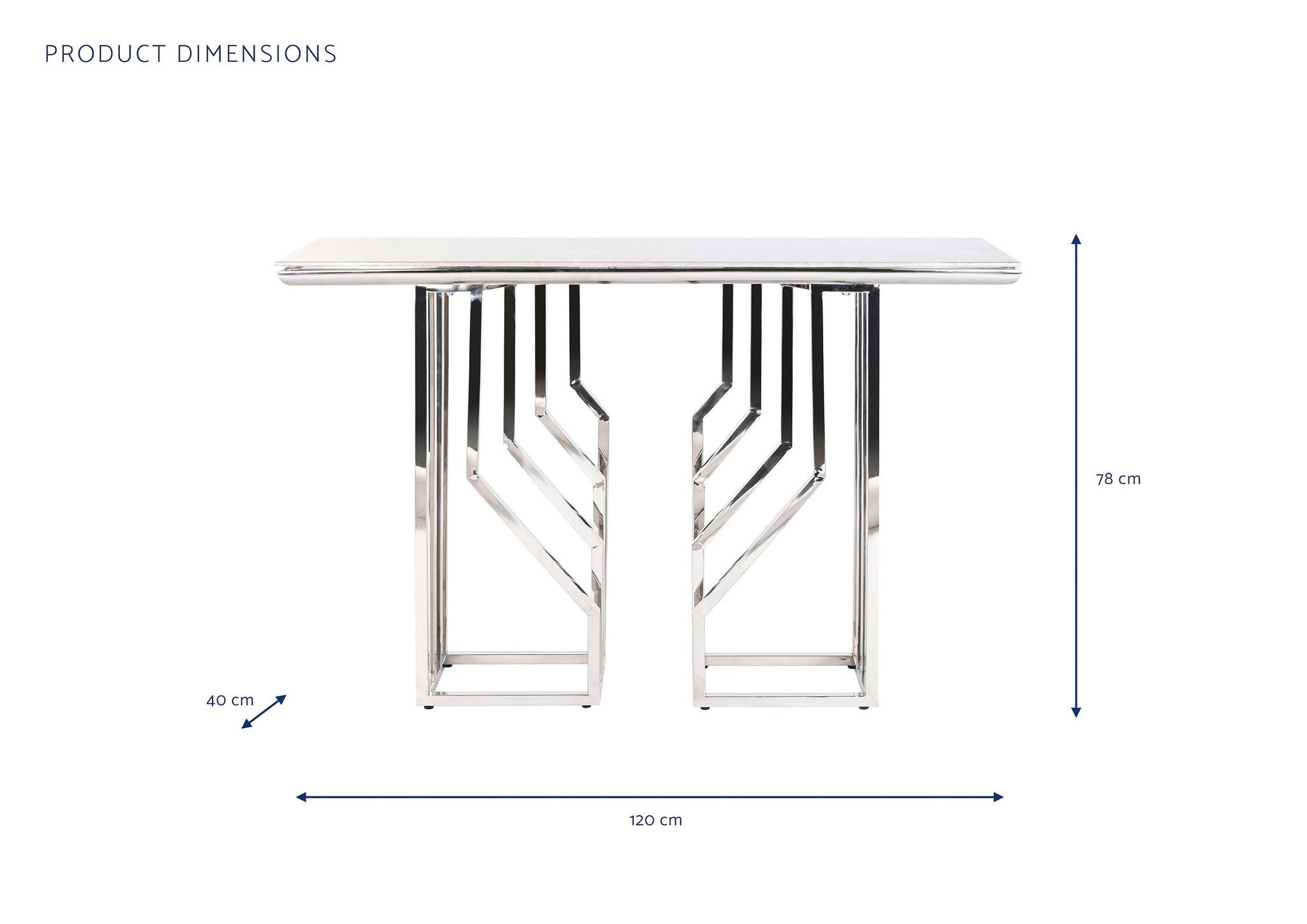 Console de vidro de aço 120x40x78 com aparência de mármore