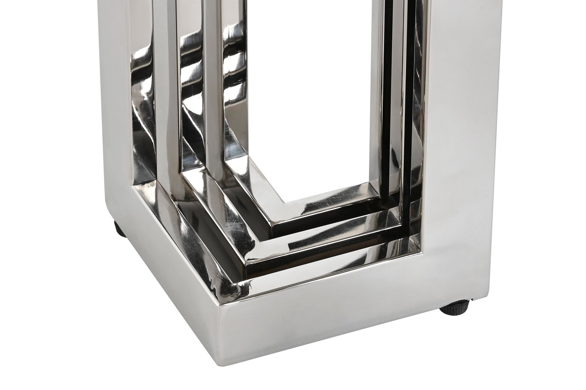 Console de aço e vidro 120x45x78 com aparência de mármore