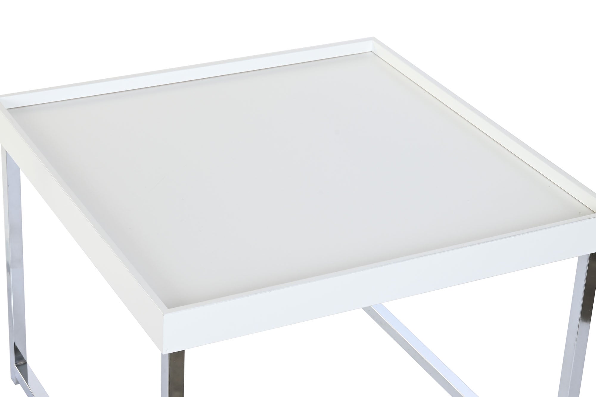 Mesa Centro Set 2 Acero Mdf 110X48X45 Blanco