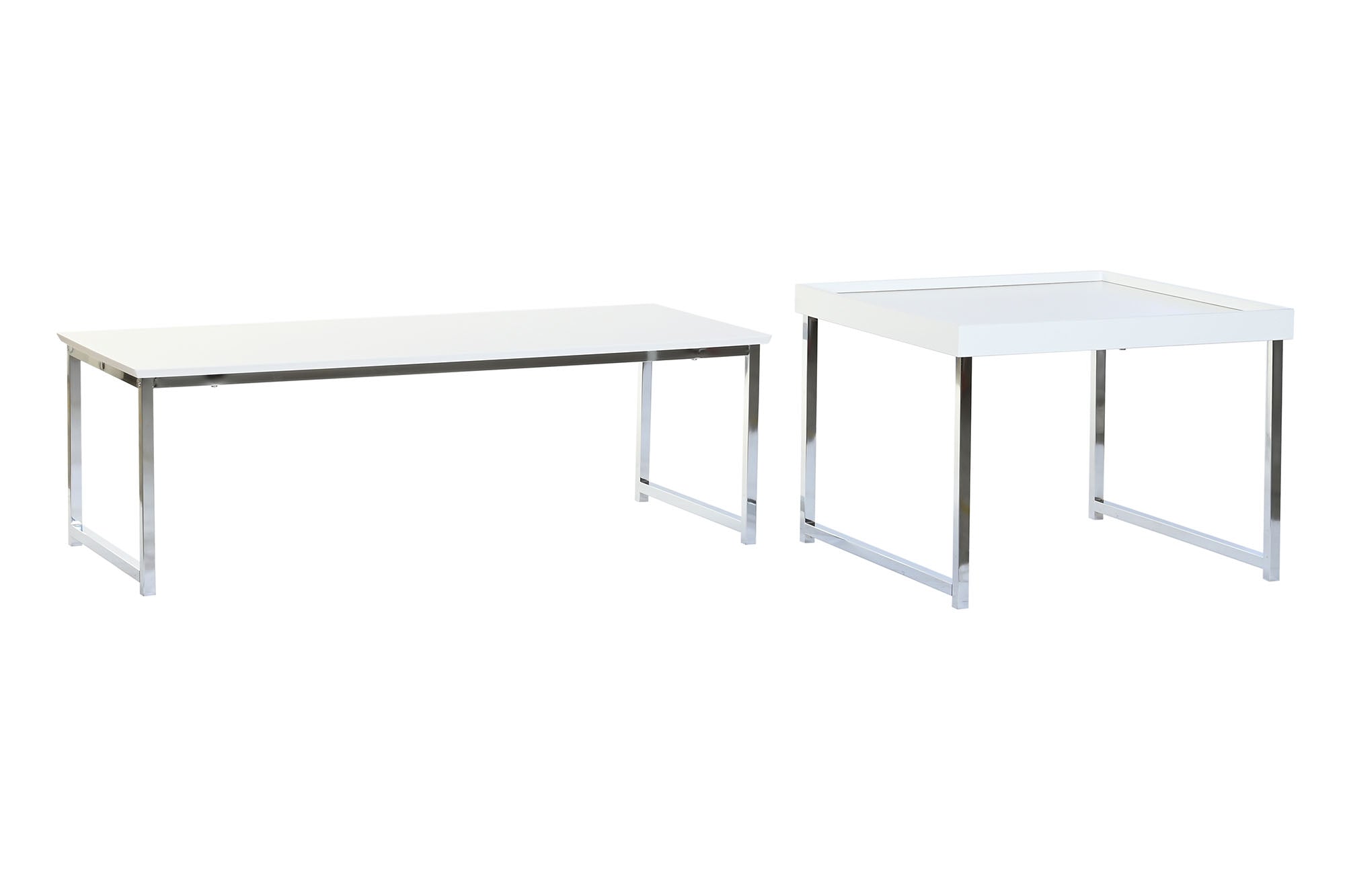 Mesa Centro Set 2 Acero Mdf 110X48X45 Blanco