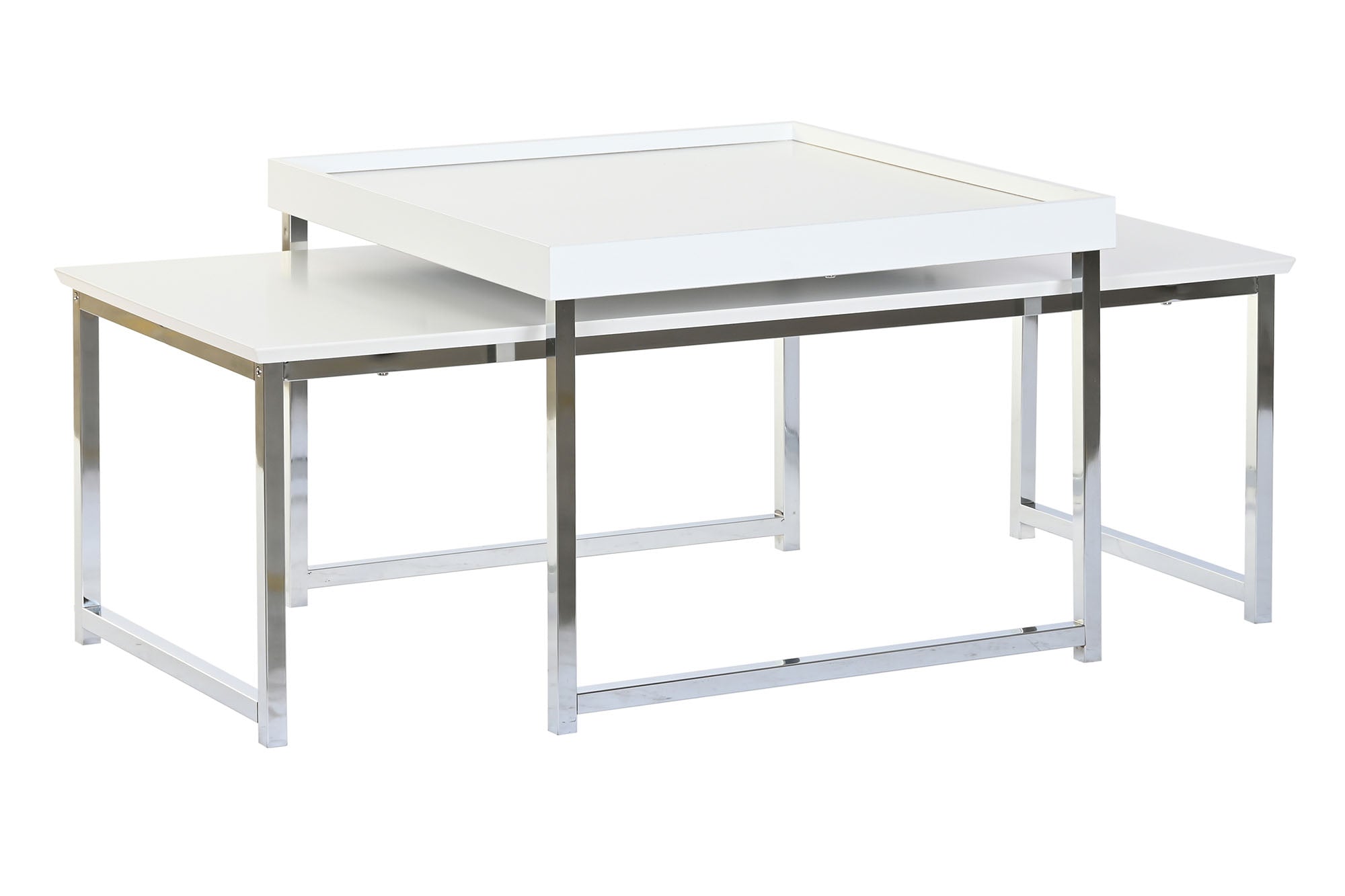 Mesa Centro Set 2 Acero Mdf 110X48X45 Blanco