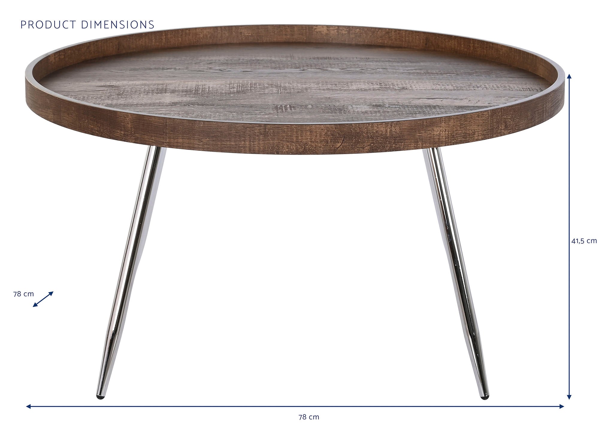 Mesa Centro Acero Mdf 78X78X41,5 Marron
