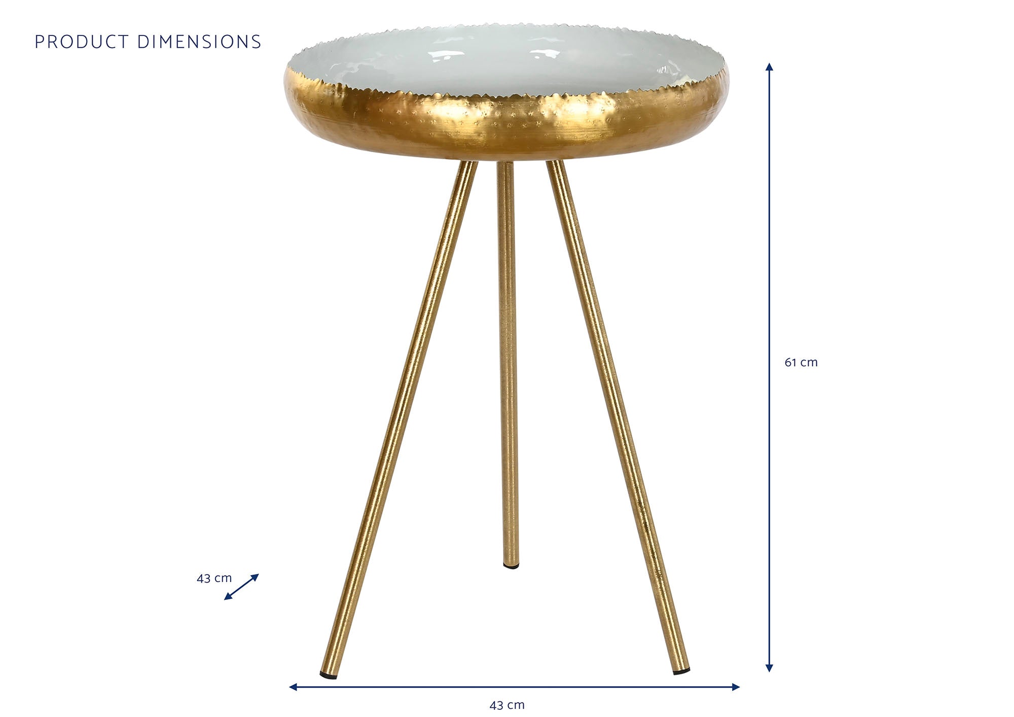 Mesita Auxiliar Metal 43X43X61 Lacado Azul