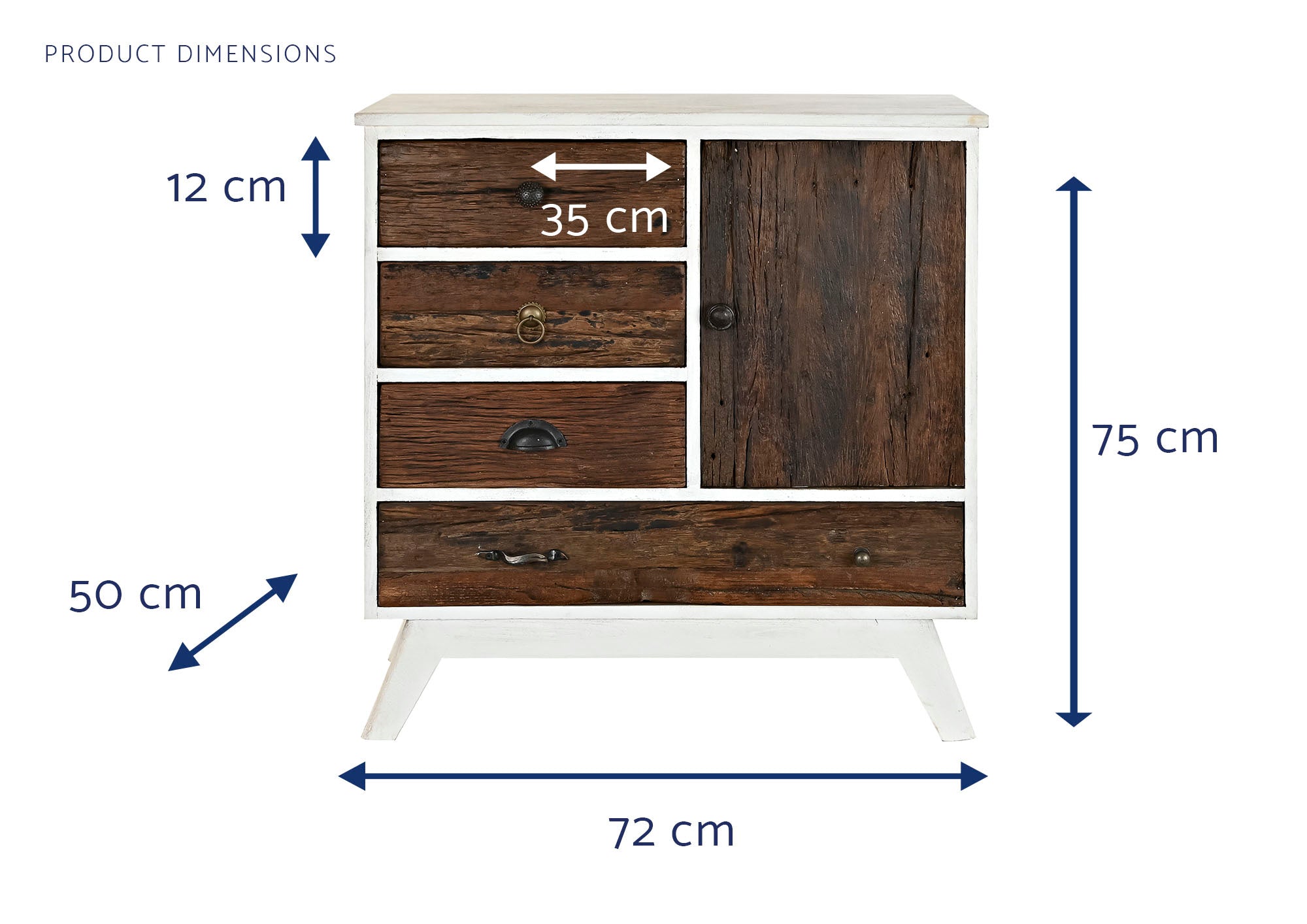 Cajonera Mango Metal 72X50X75 Blanco