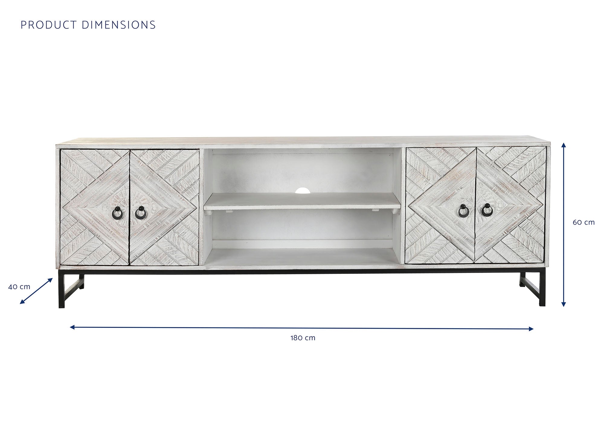 Mueble Tv Mango Metal 180X40X60 Blanco