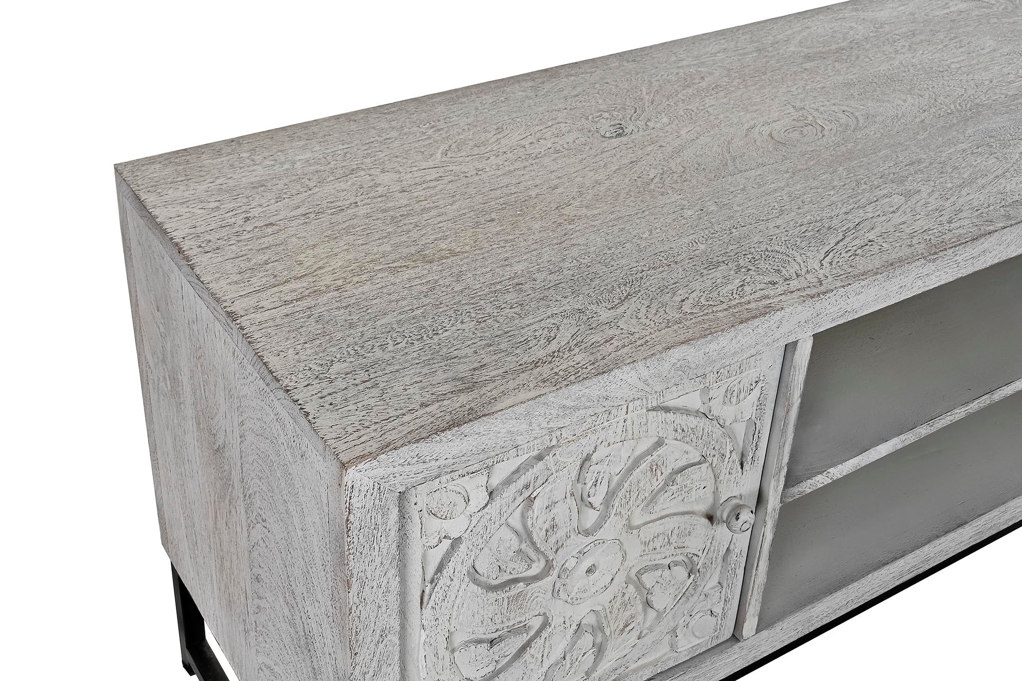 Móvel de TV de metal Mango 130x40x55 Mandala Branco