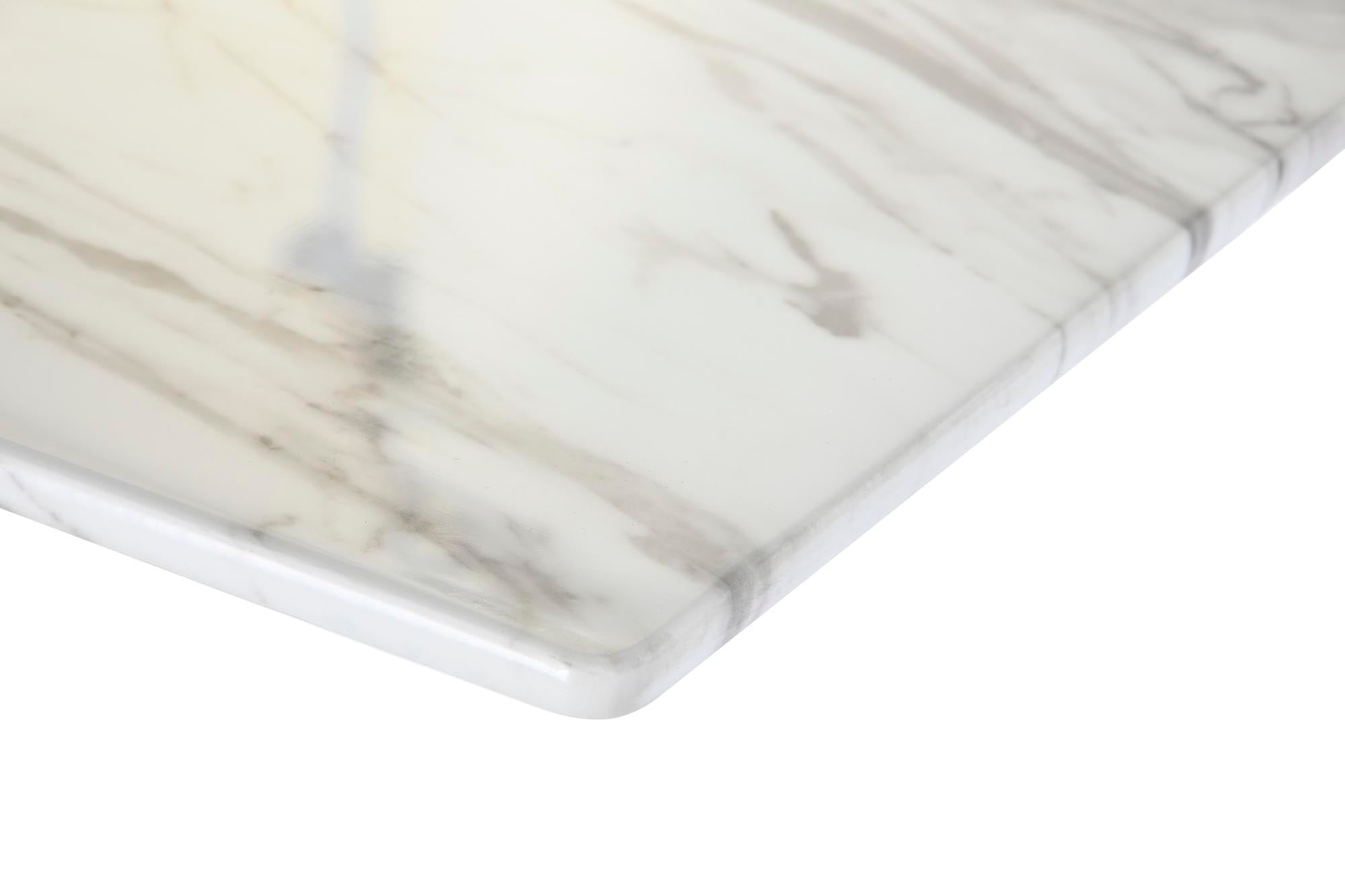 Mesa Comedor Acero Cristal 180X90X78 Simil Marmol