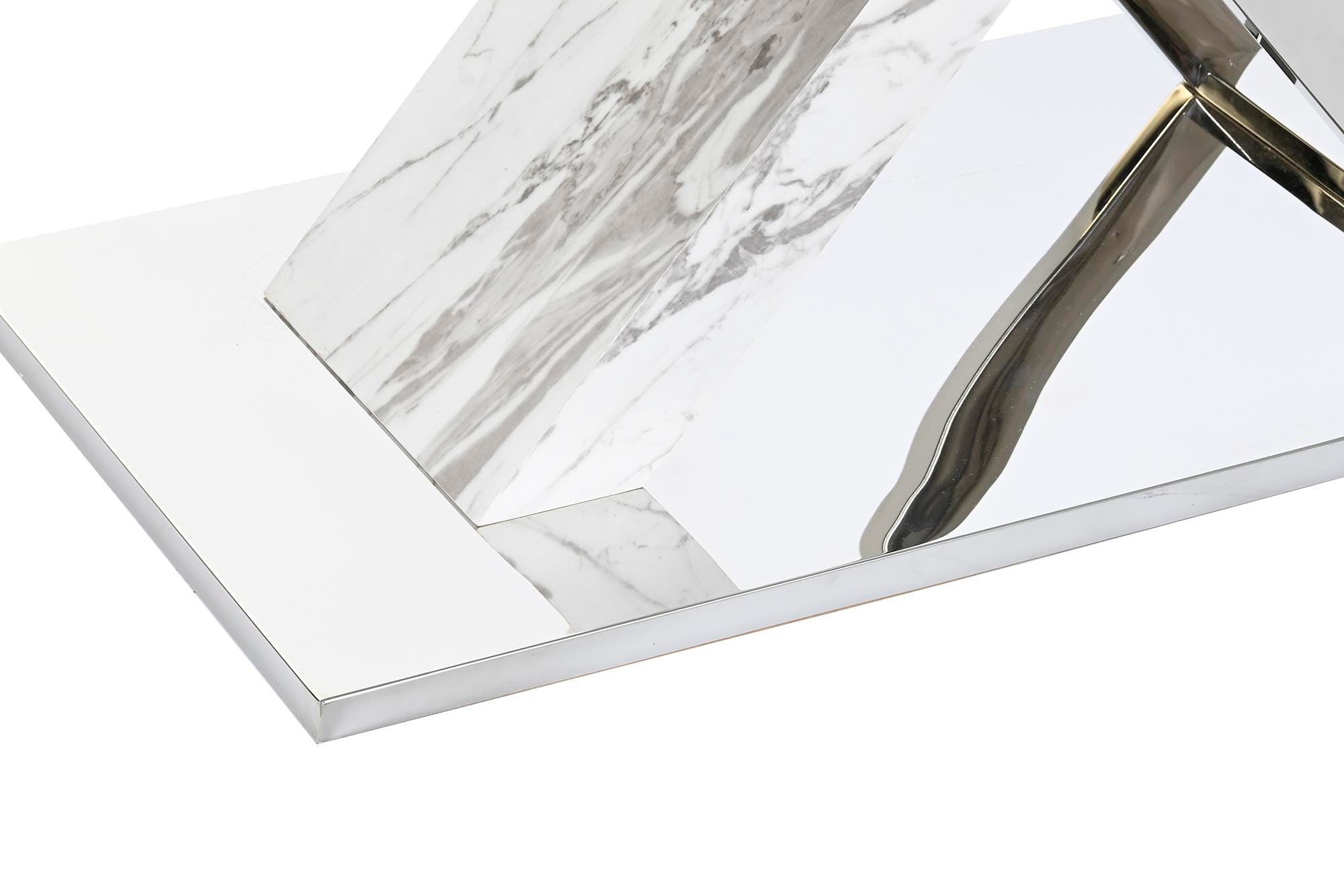 Mesa Comedor Acero Cristal 180X90X78 Simil Marmol