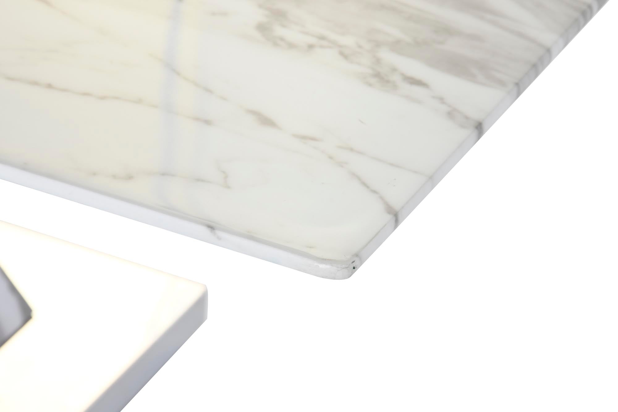 Mesa Centro Acero Cristal 120X60X42 Simil Marmol