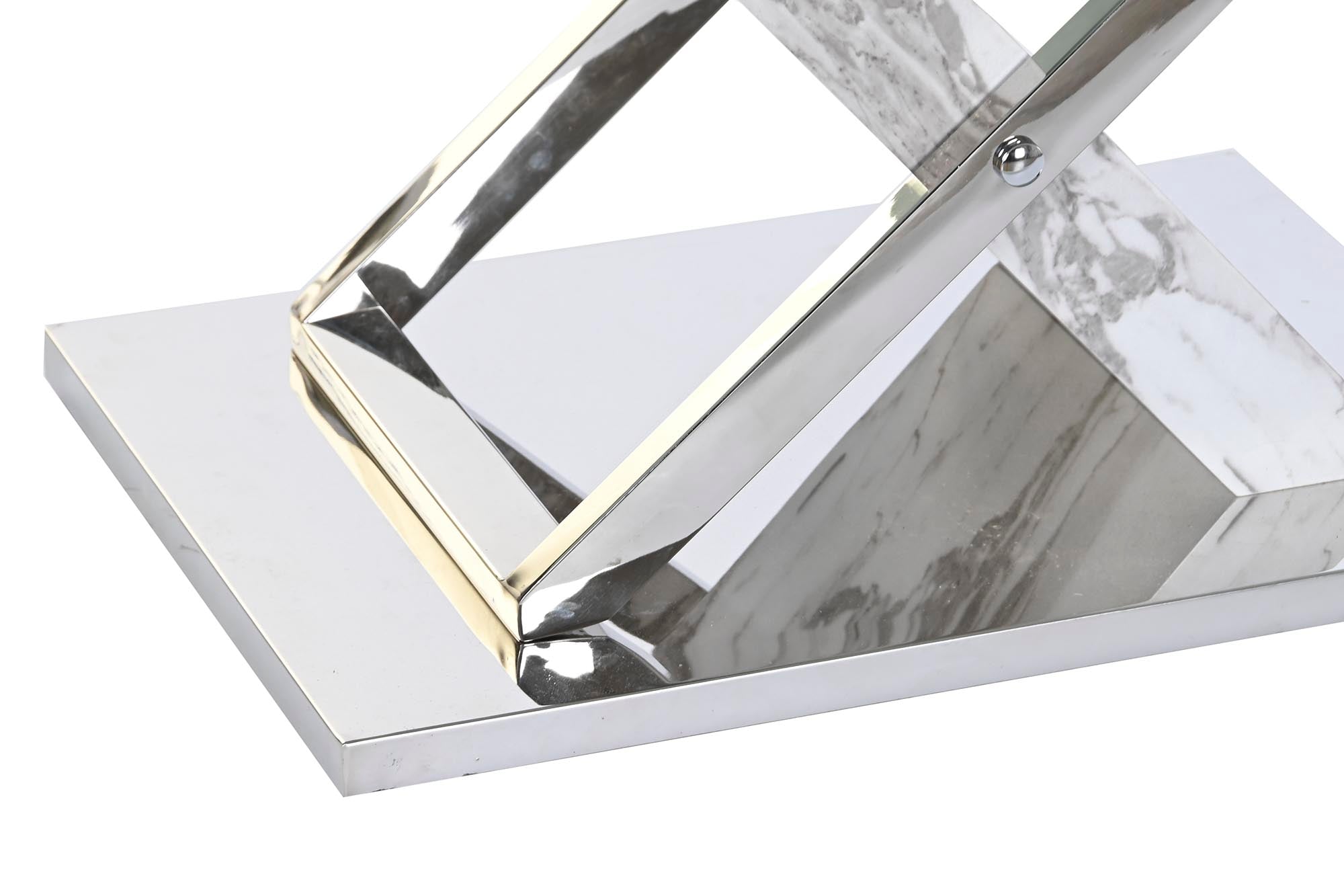 Mesa Centro Acero Cristal 120X60X42 Simil Marmol