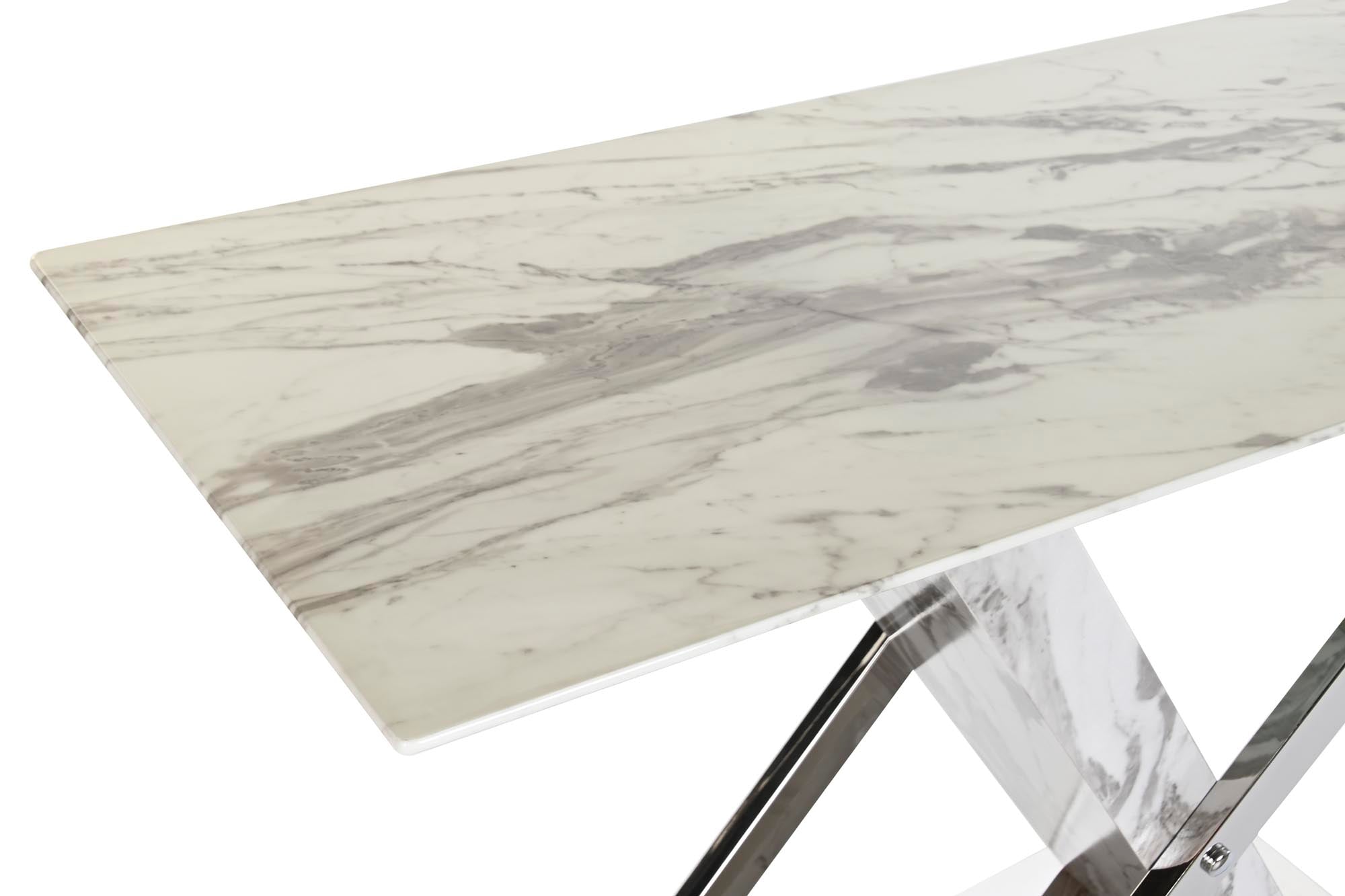 Consola Acero Cristal 120X40X75 Simil Marmol