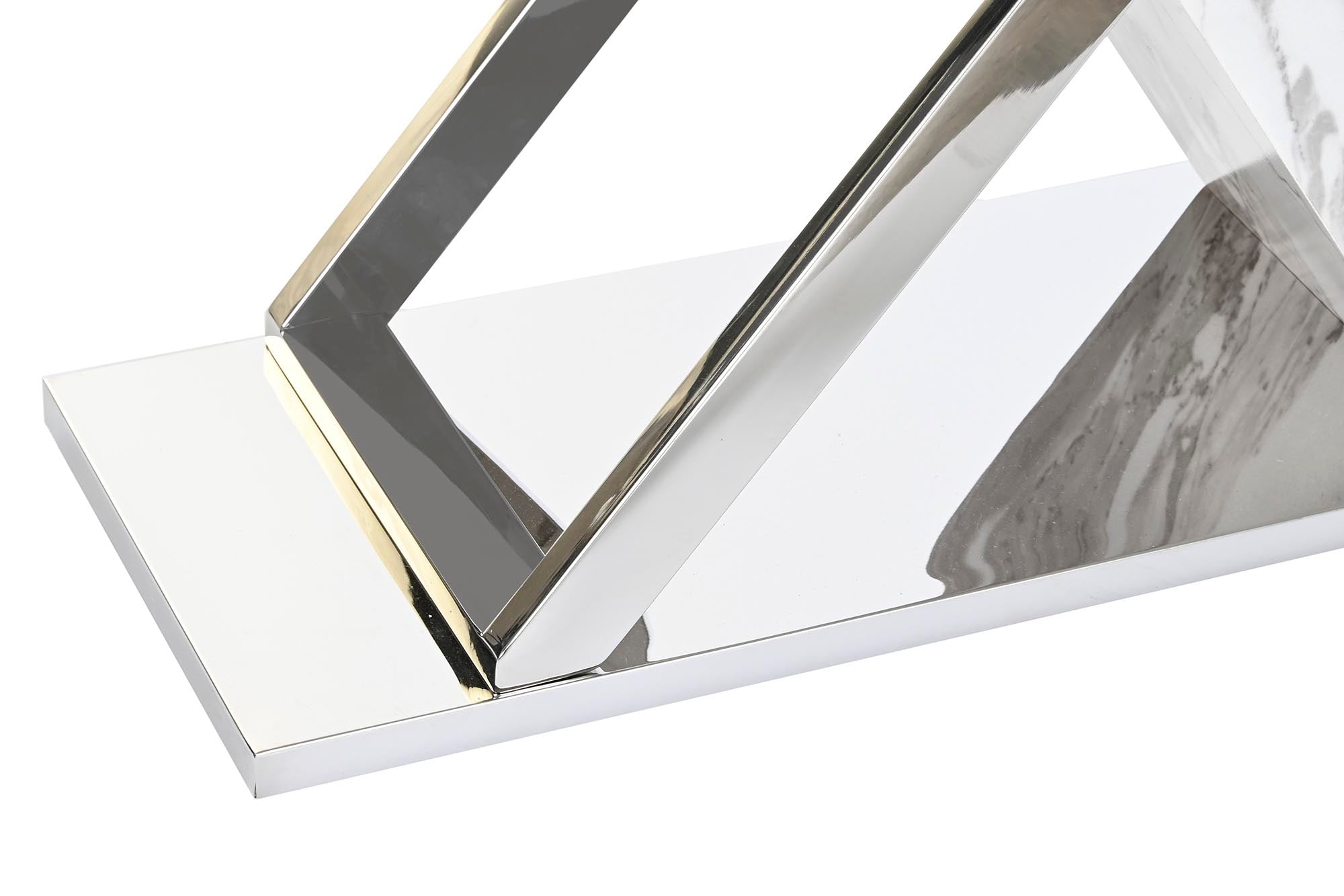 Consola Acero Cristal 120X40X75 Simil Marmol