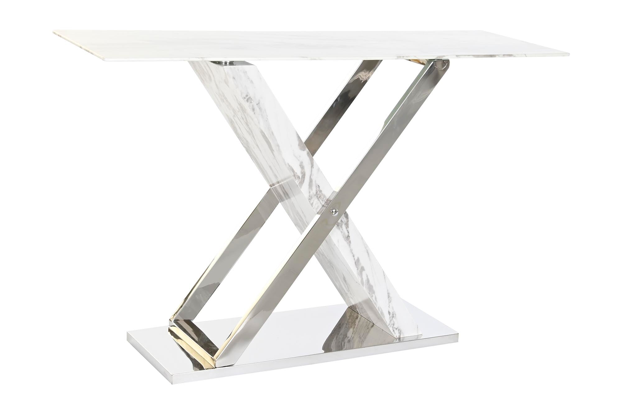 Consola Acero Cristal 120X40X75 Simil Marmol