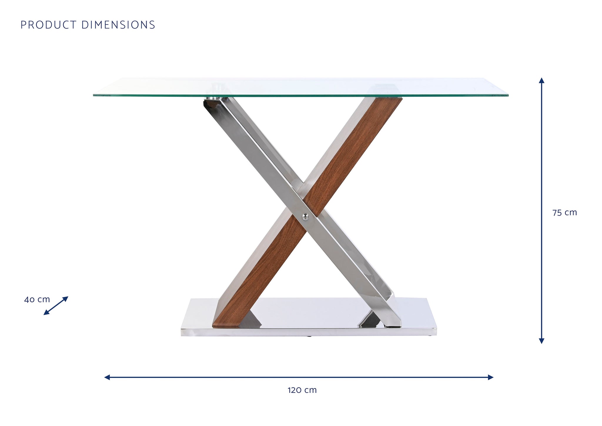 Consola Acero Cristal 120X40X75 Transparente