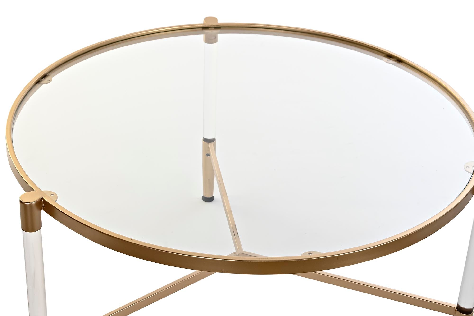 Mesa Centro Metal Acrilico 87X87X50 Dorado