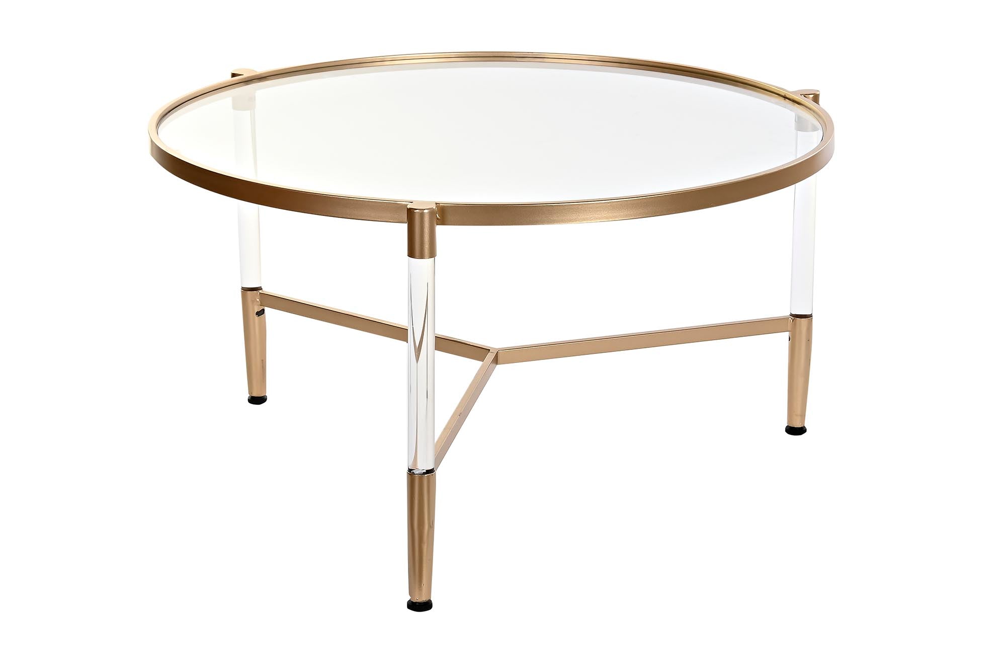 Mesa Centro Metal Acrilico 87X87X50 Dorado