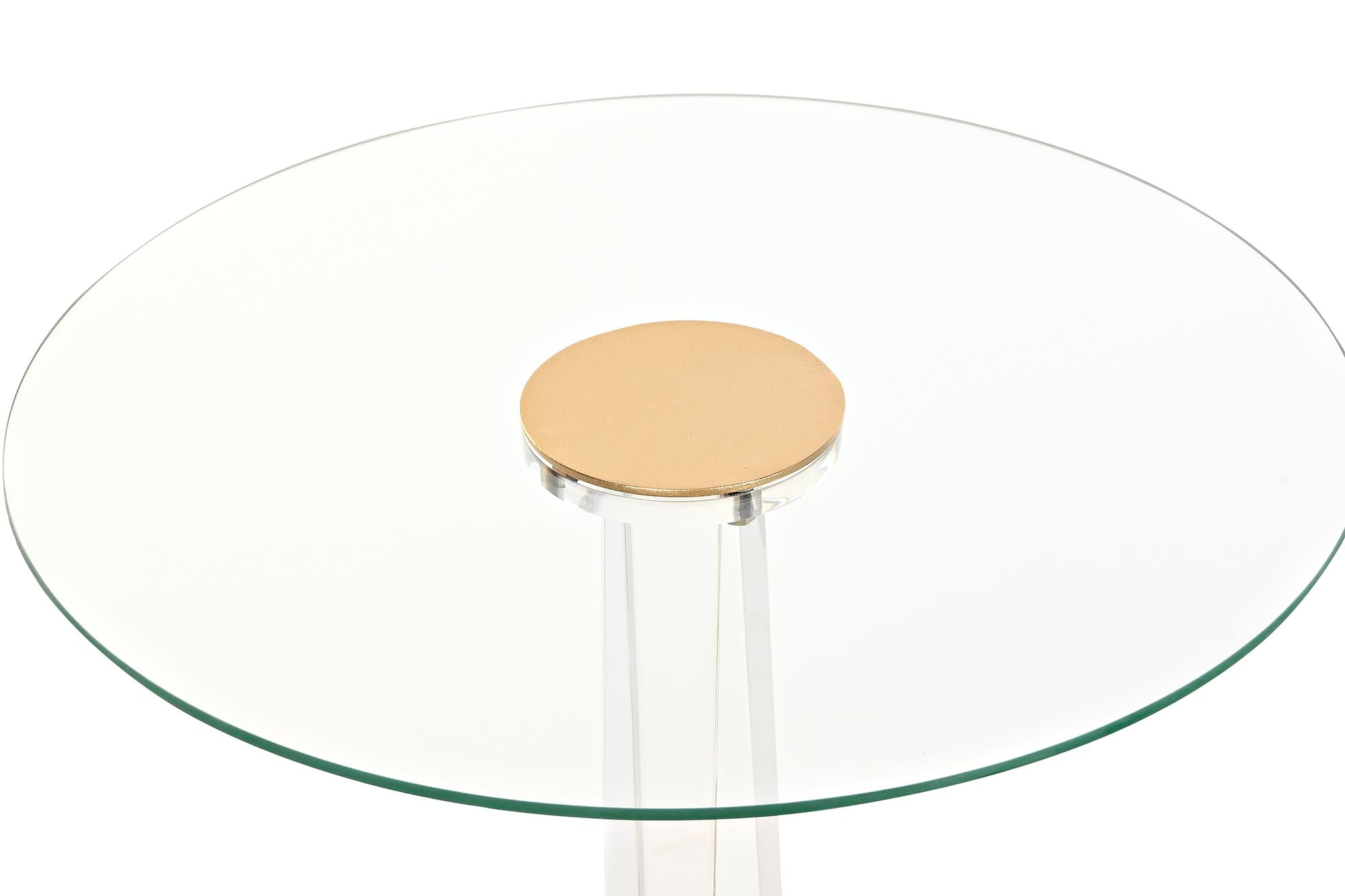 Mesita Auxiliar Metal Acrilico 42X42X62 Dorado