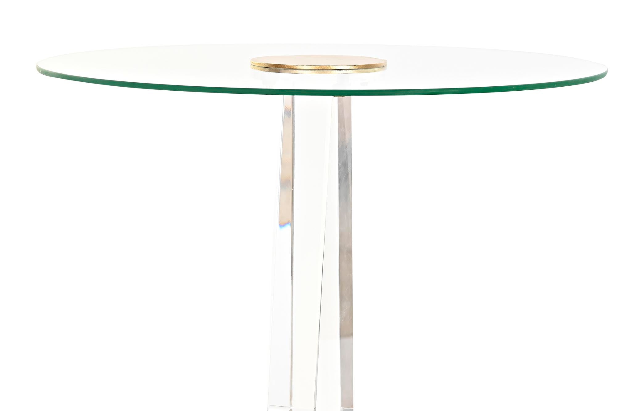 Mesita Auxiliar Metal Acrilico 42X42X62 Dorado