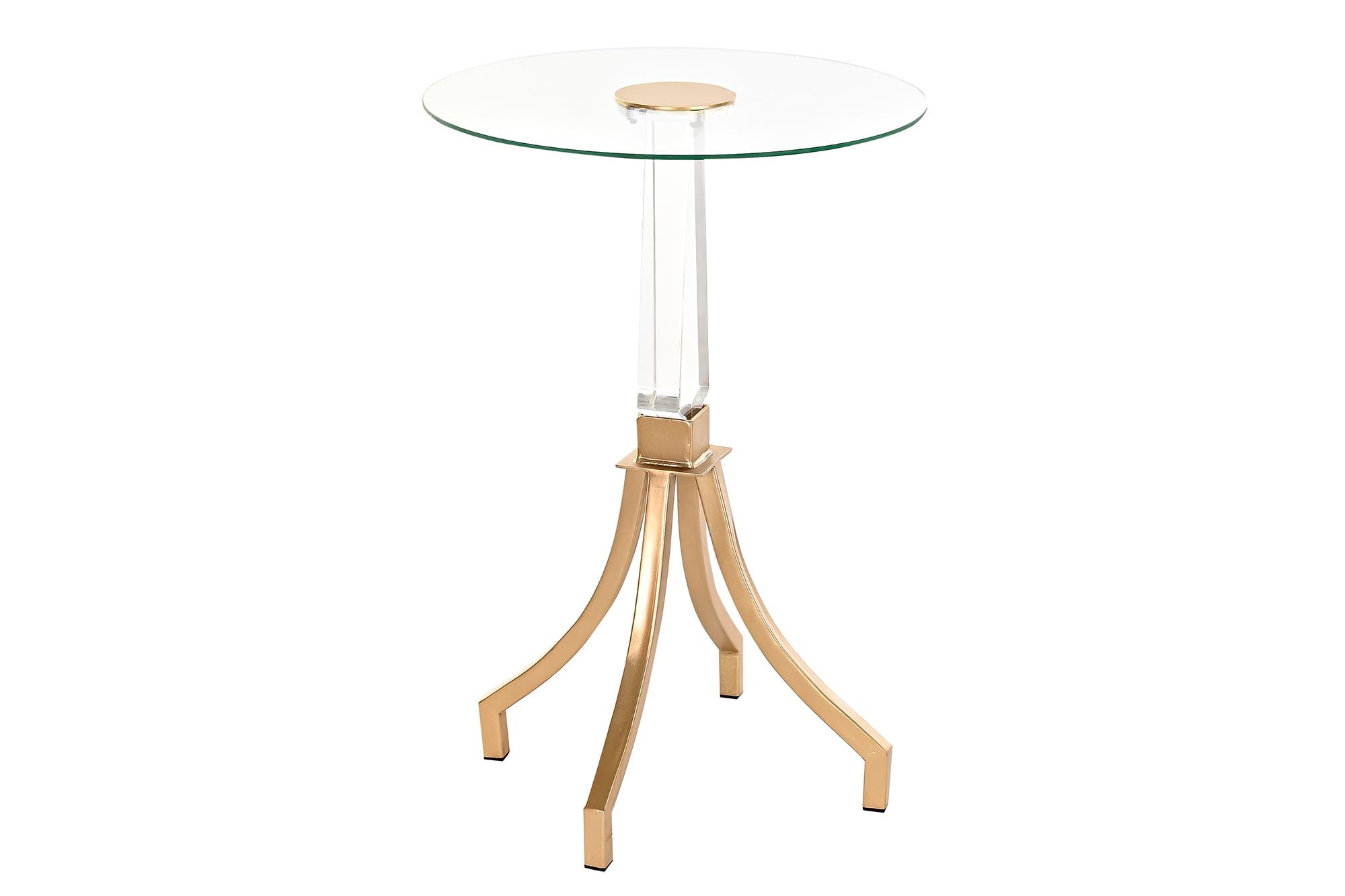 Mesita Auxiliar Metal Acrilico 42X42X62 Dorado