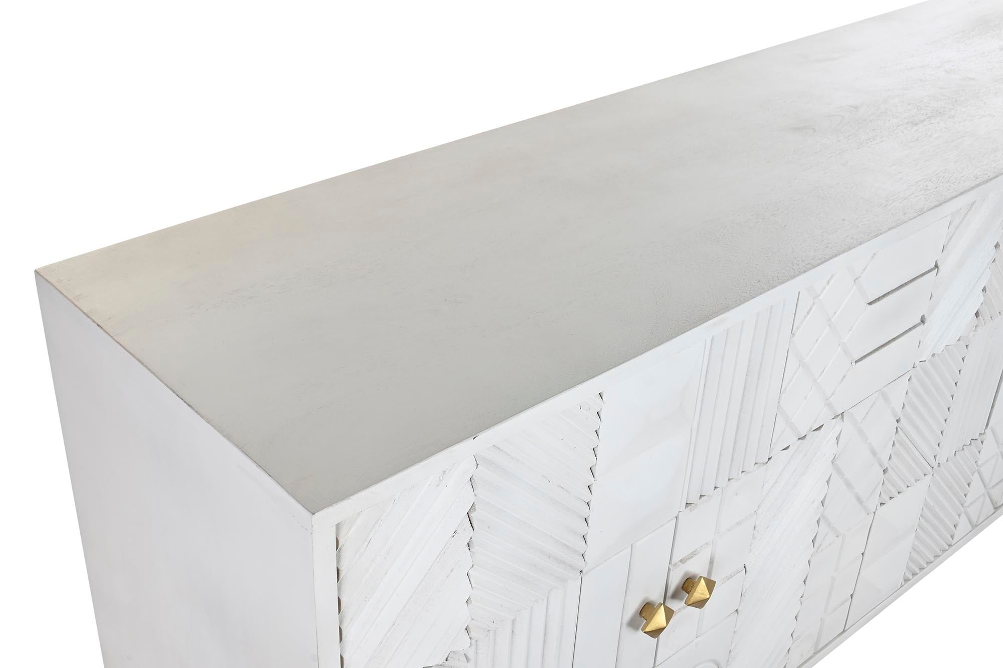 Buffet Brass Handle 157X43X84 White Rhombus