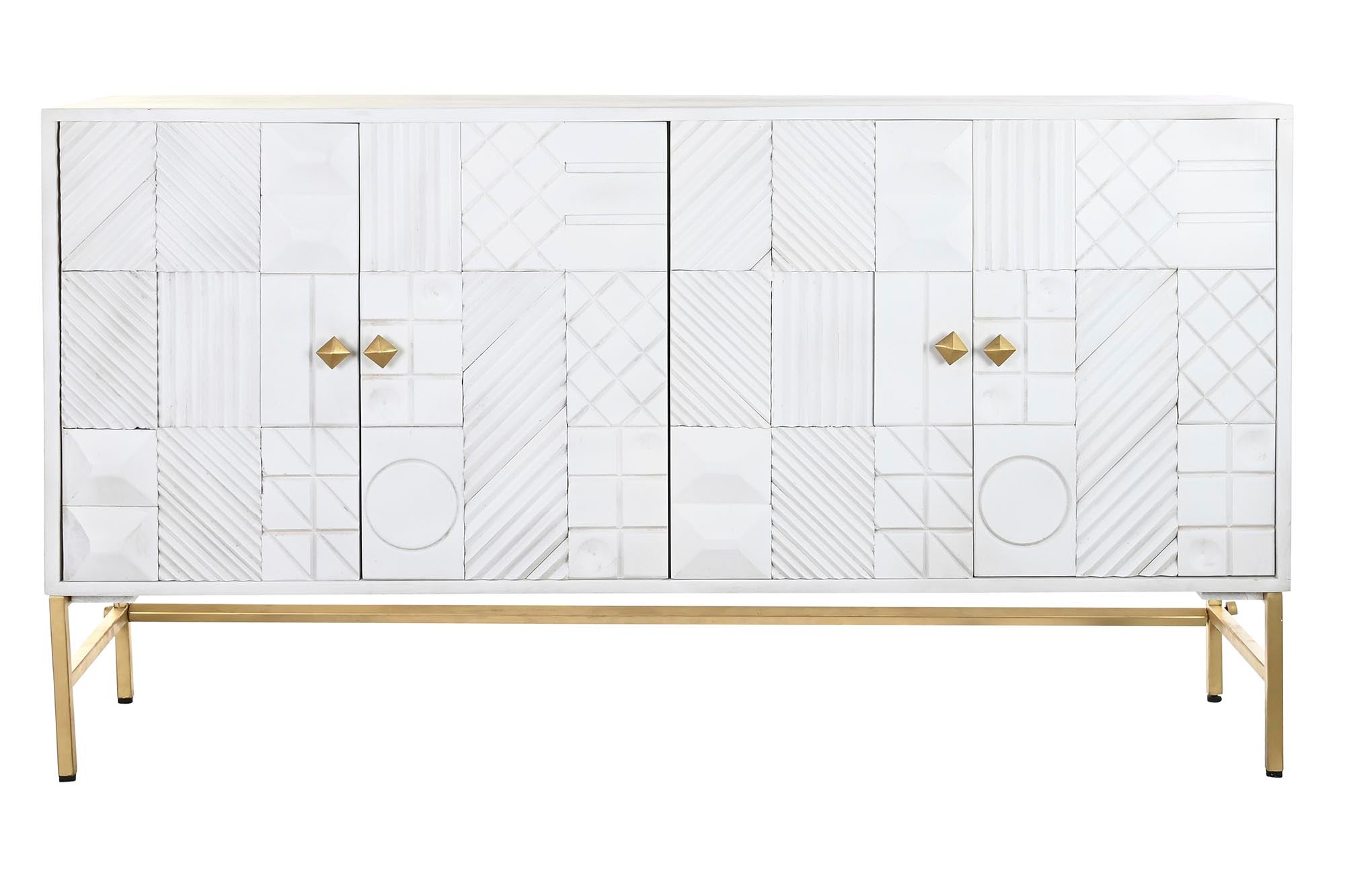 Buffet Brass Handle 157X43X84 White Rhombus