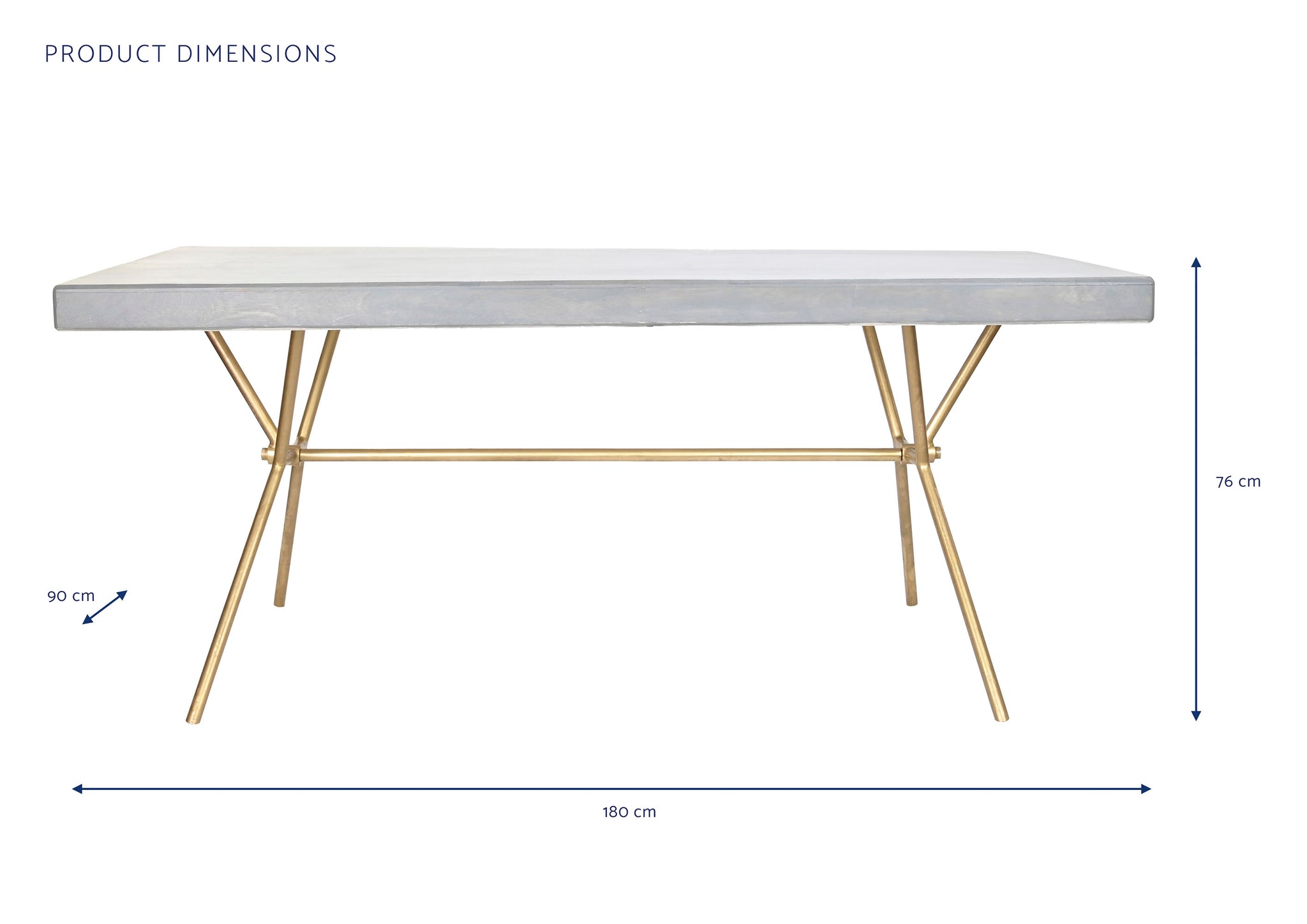 Mesa Comedor Mango Laton 180X90X76 Rombo Blanco