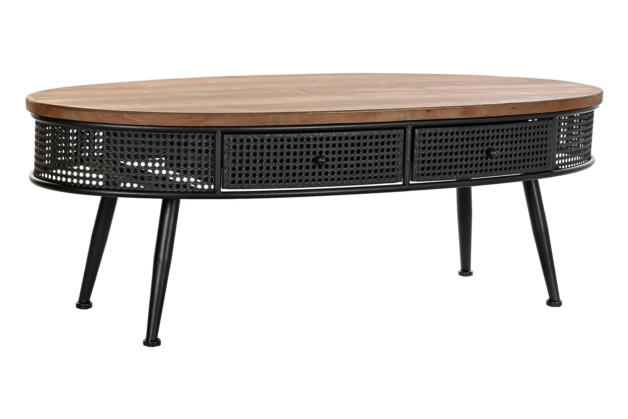 Mesa Centro Abeto Metal 120X58X42 2 Cajones Negro