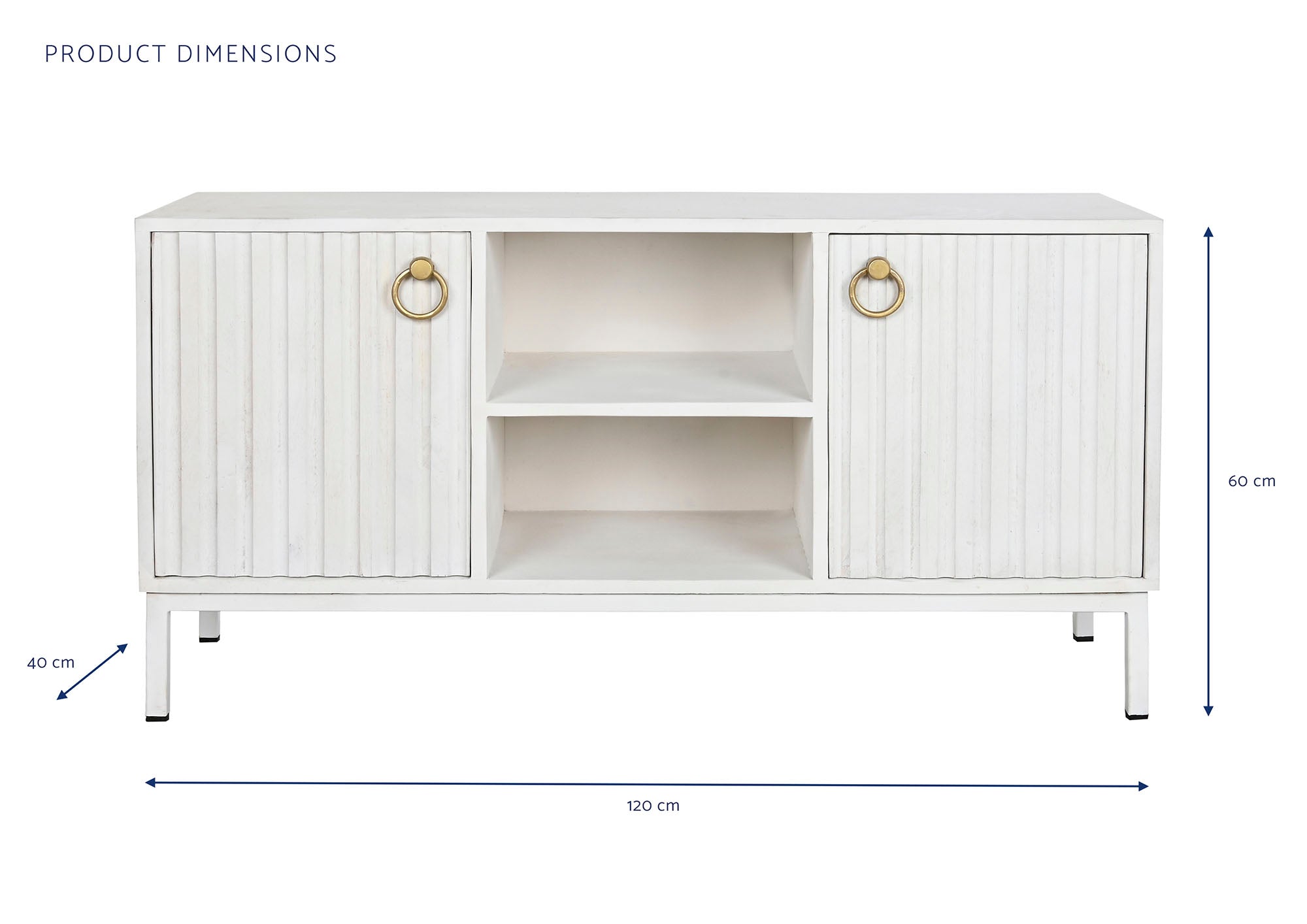 Mango Metal TV Cabinet 120x40x60 White