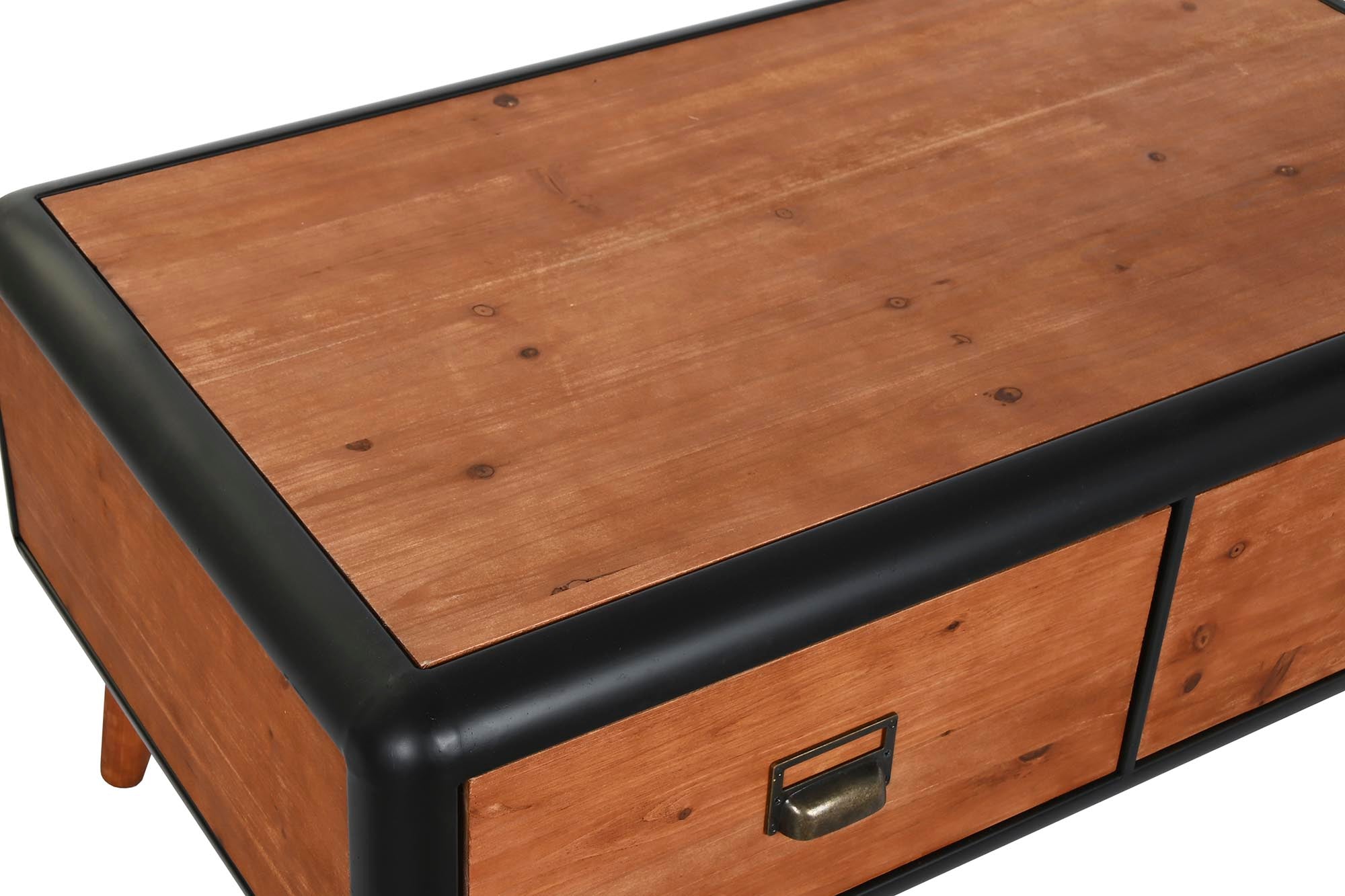 Mesa Centro Abeto Metal 97X56X45 Marron Oscuro