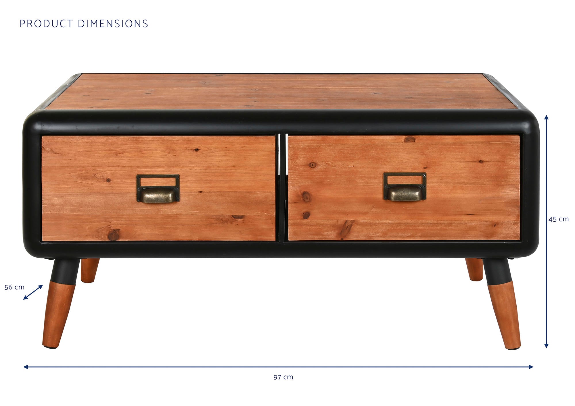 Mesa de centro de metal Fir 97x56x45 marrom escuro